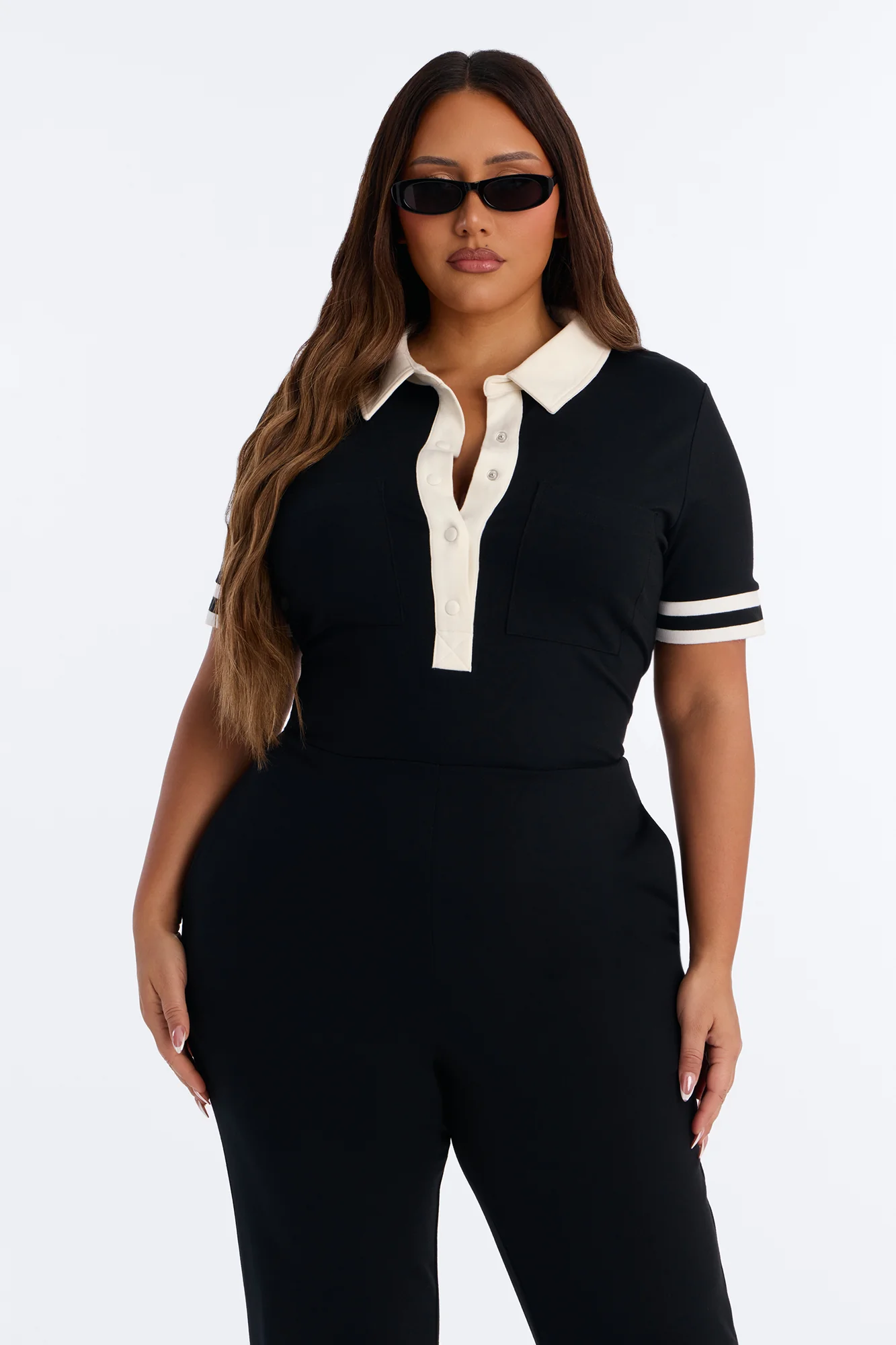 Dianna Ponte Flare Jumpsuit - Black - Image 6