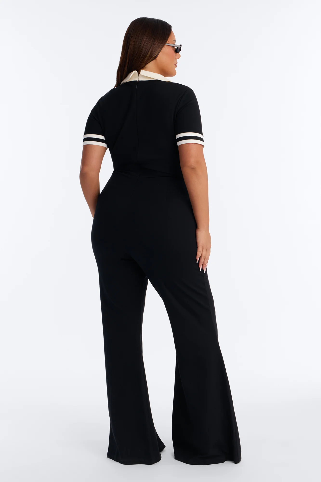 Dianna Ponte Flare Jumpsuit - Black - Image 8