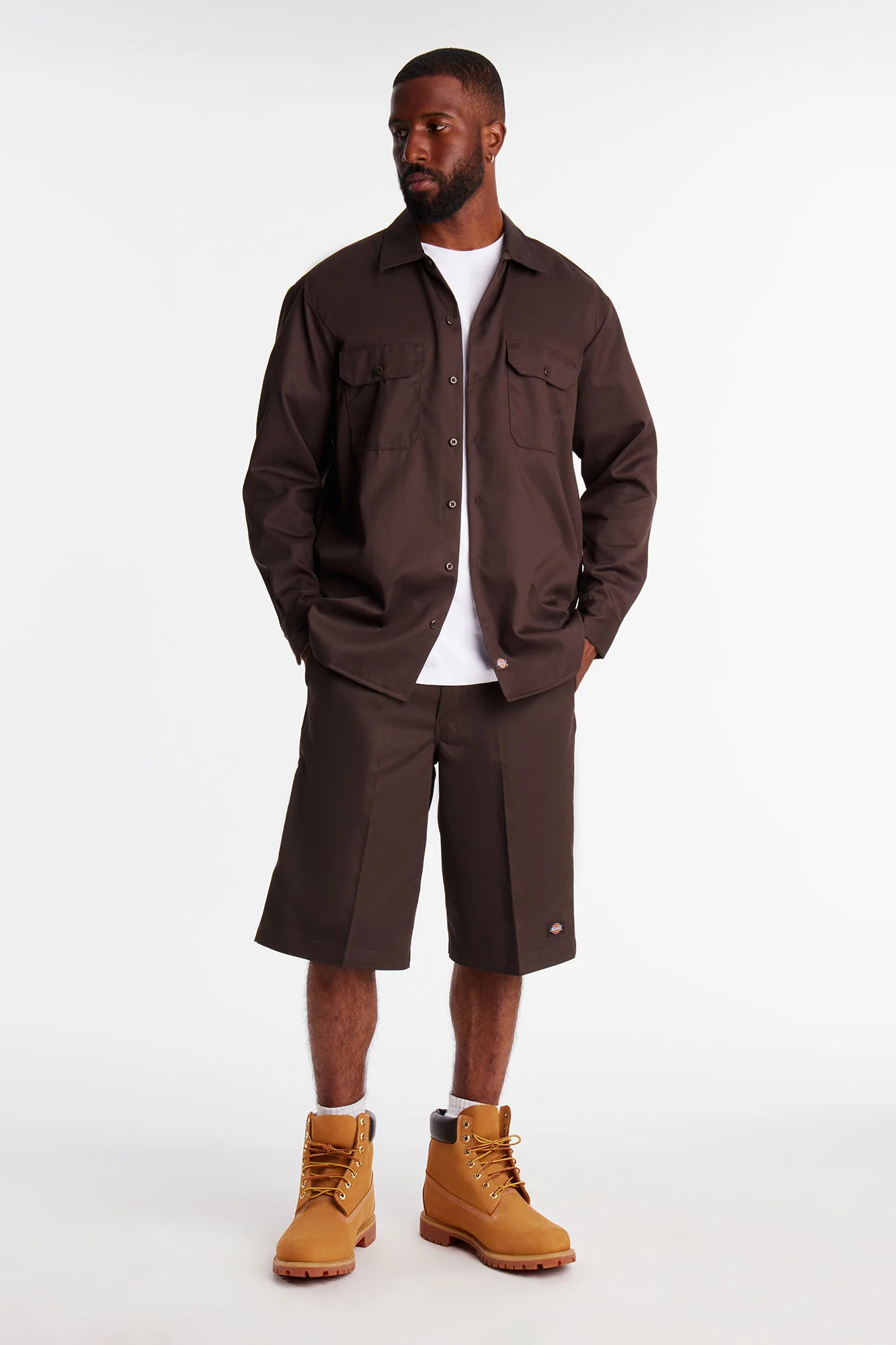 Dickies Twill Long Sleeve Work Shirt - Dark Brown - Image 2