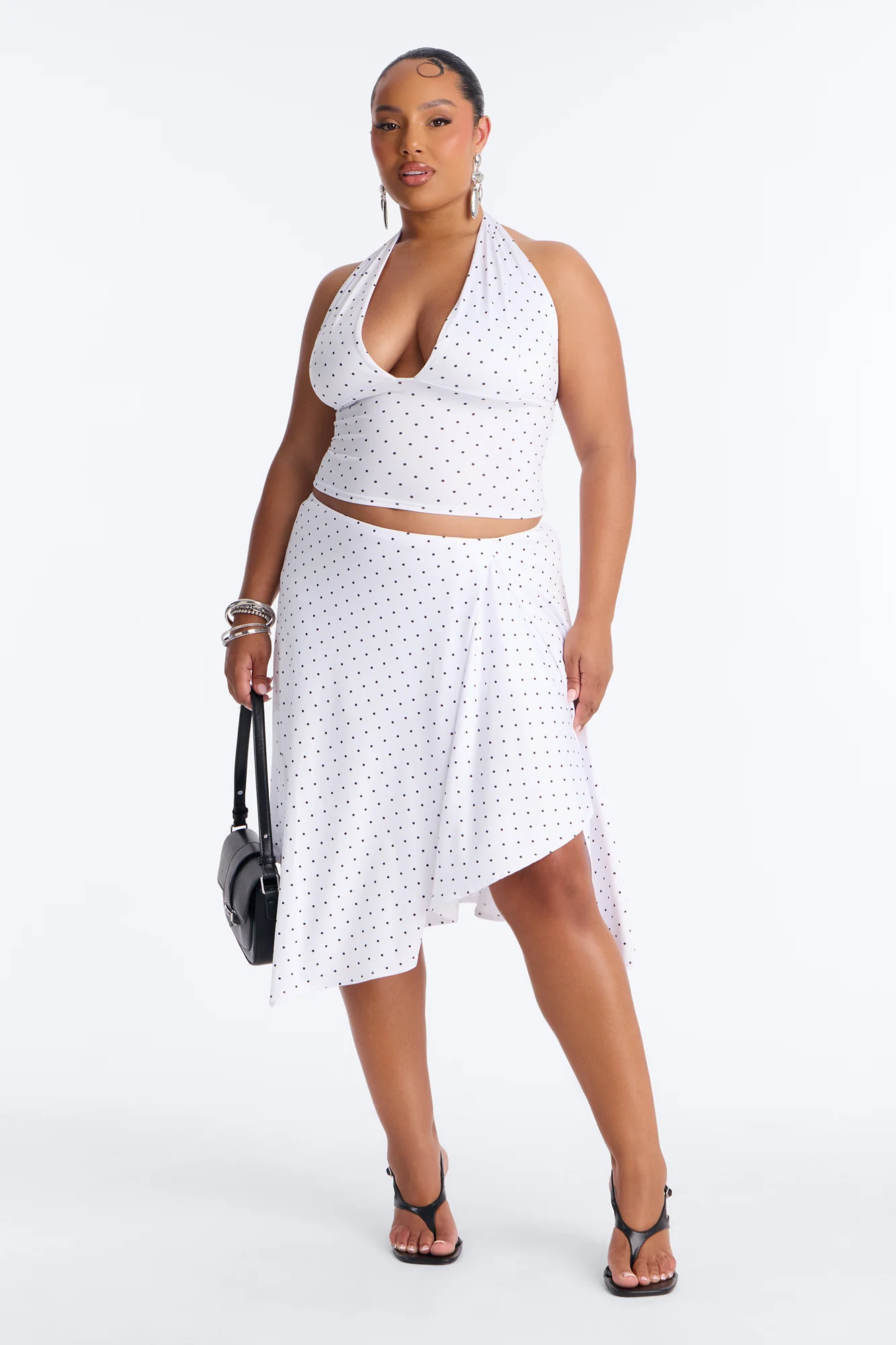 Dolly Halter Polka Dot Skirt Set - White/Black - Image 6