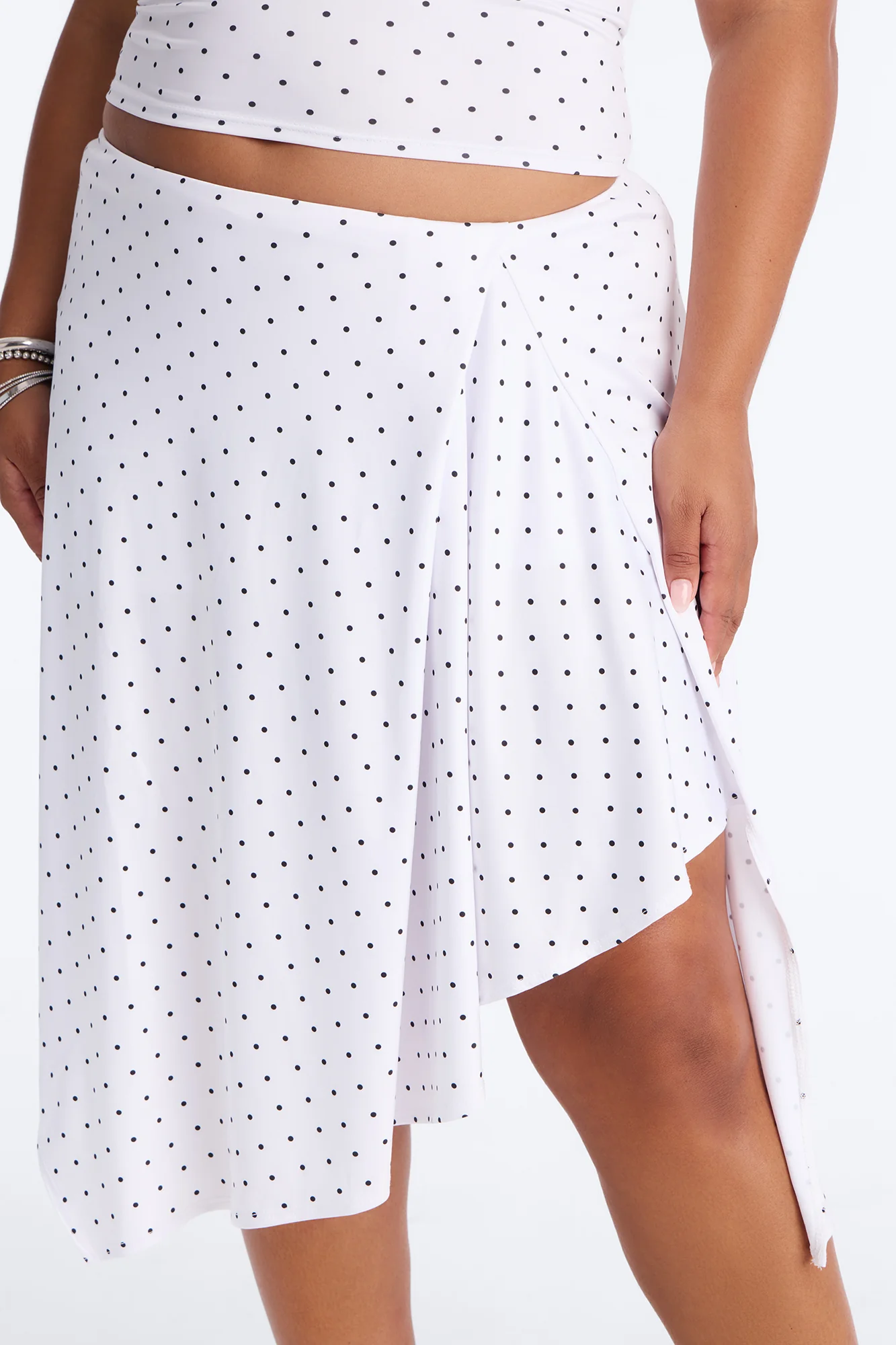 Dolly Halter Polka Dot Skirt Set - White/Black - Image 8
