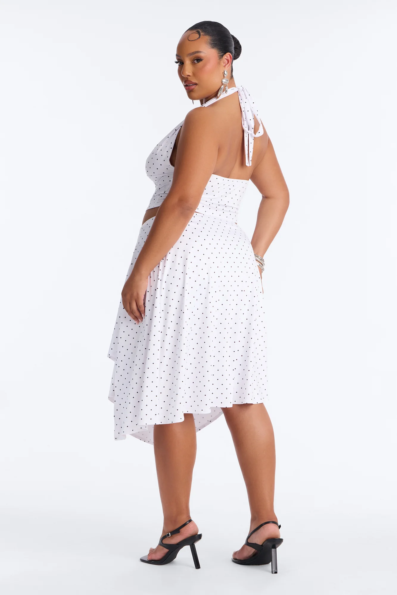 Dolly Halter Polka Dot Skirt Set - White/Black - Image 9