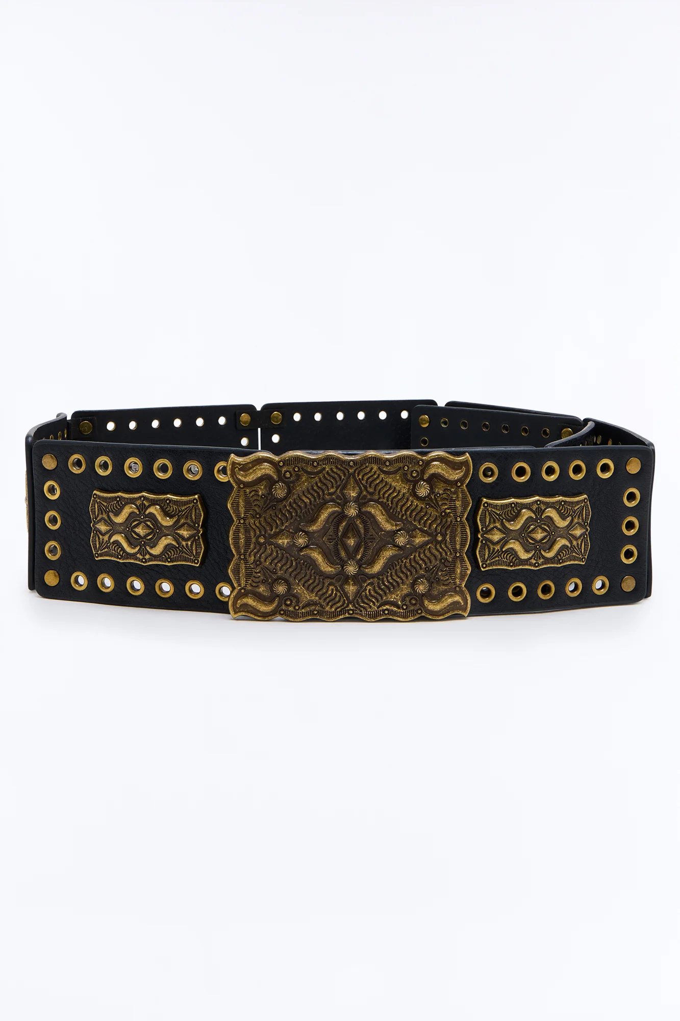 Don't Slow Down Faux Leather Wide Belt - Brown/combo - Image 3