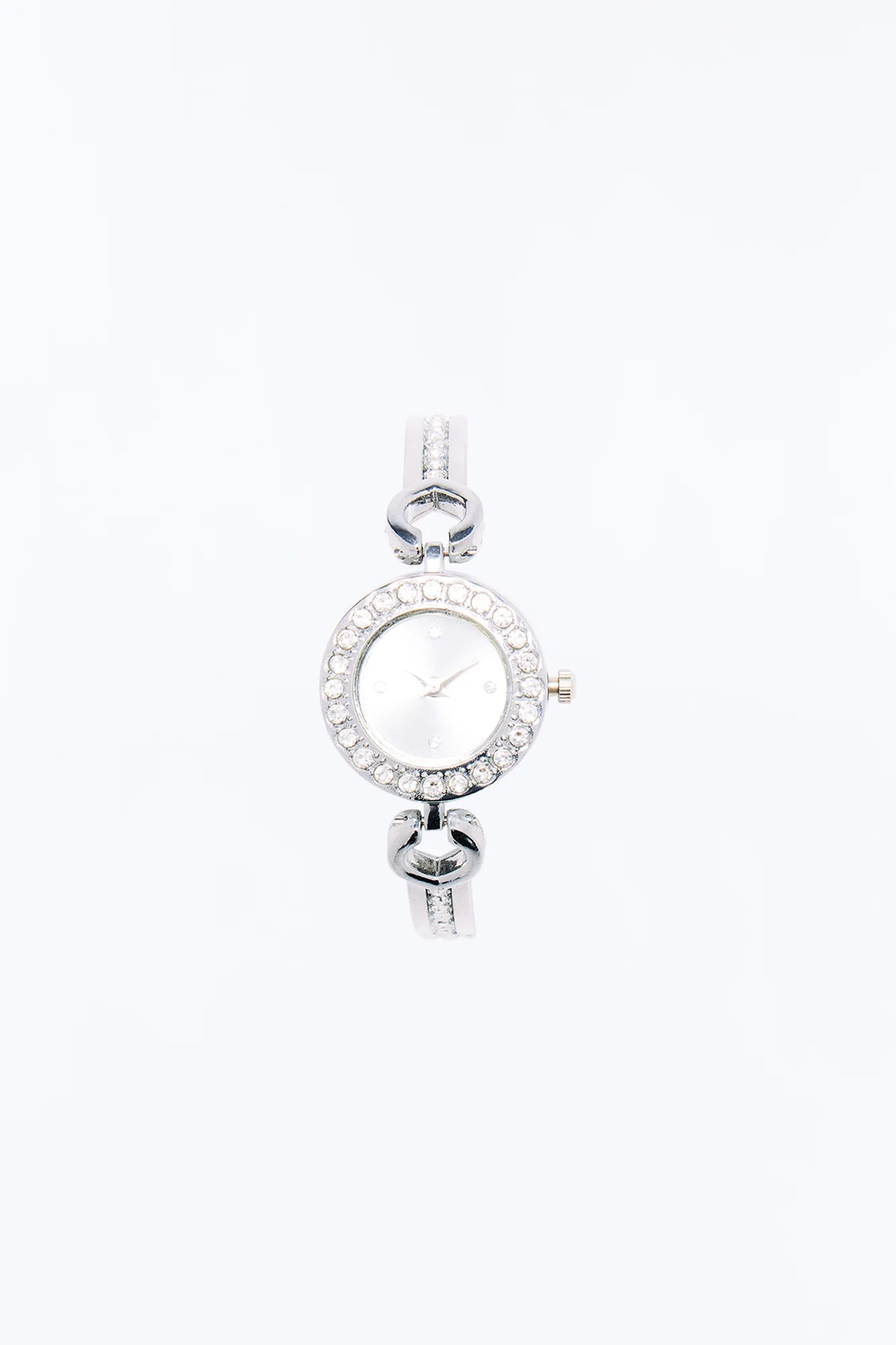 Don't Waste My Time Rhinestone Watch - Silver - Image 3