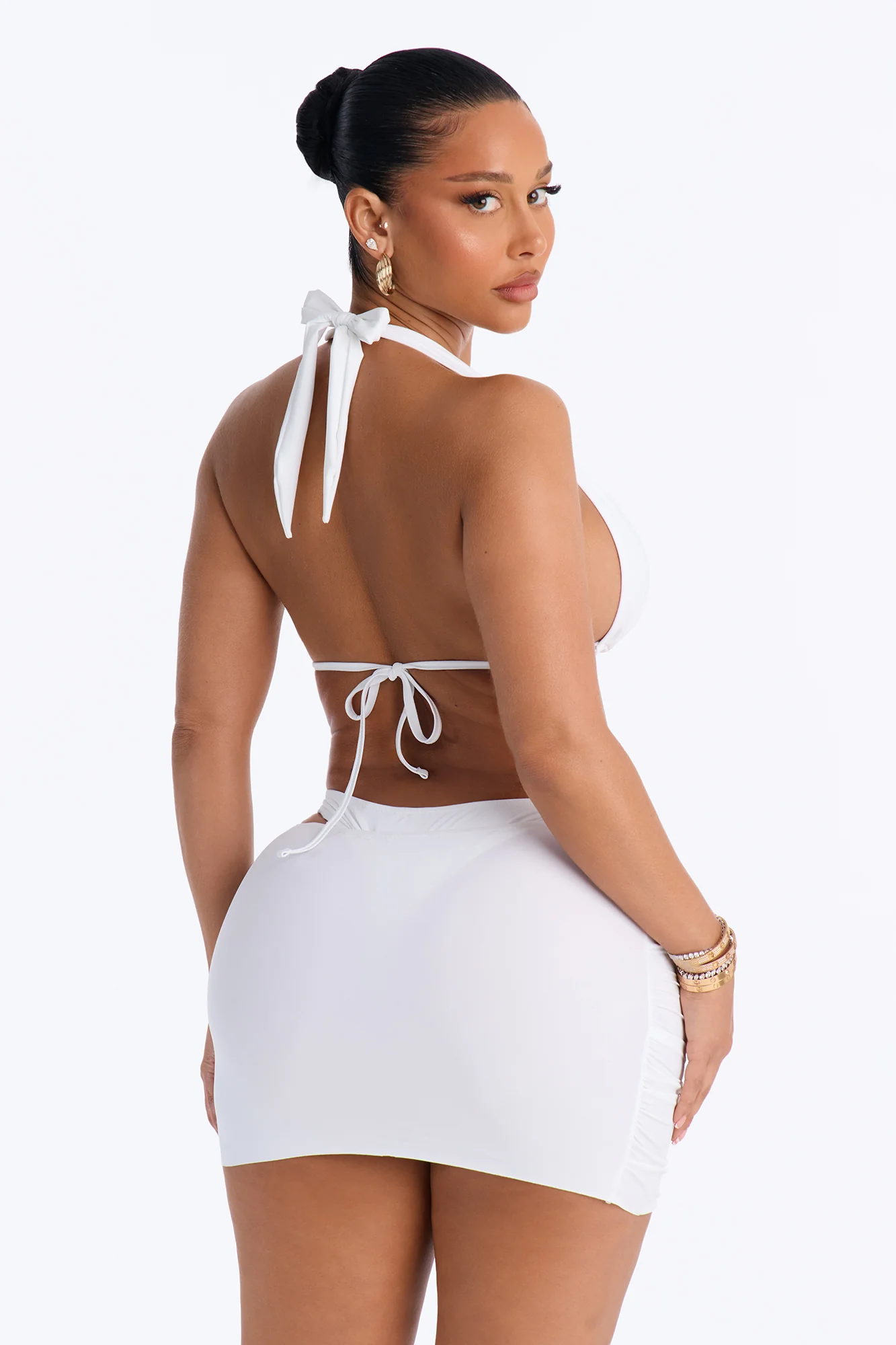 Dose Of Vitamin Sea Floral Hardware Cut Out 3 Piece Bikini Mini Skirt Set - White - Image 5