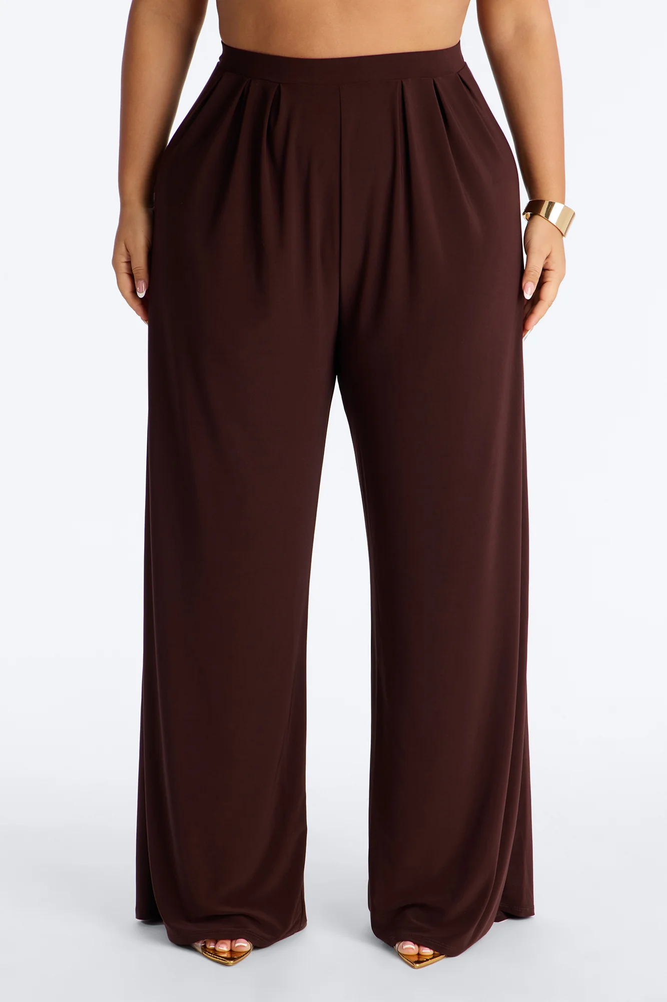 Dottie Slinky Relaxed Wide Leg Pant 32″ - Brown - Image 6