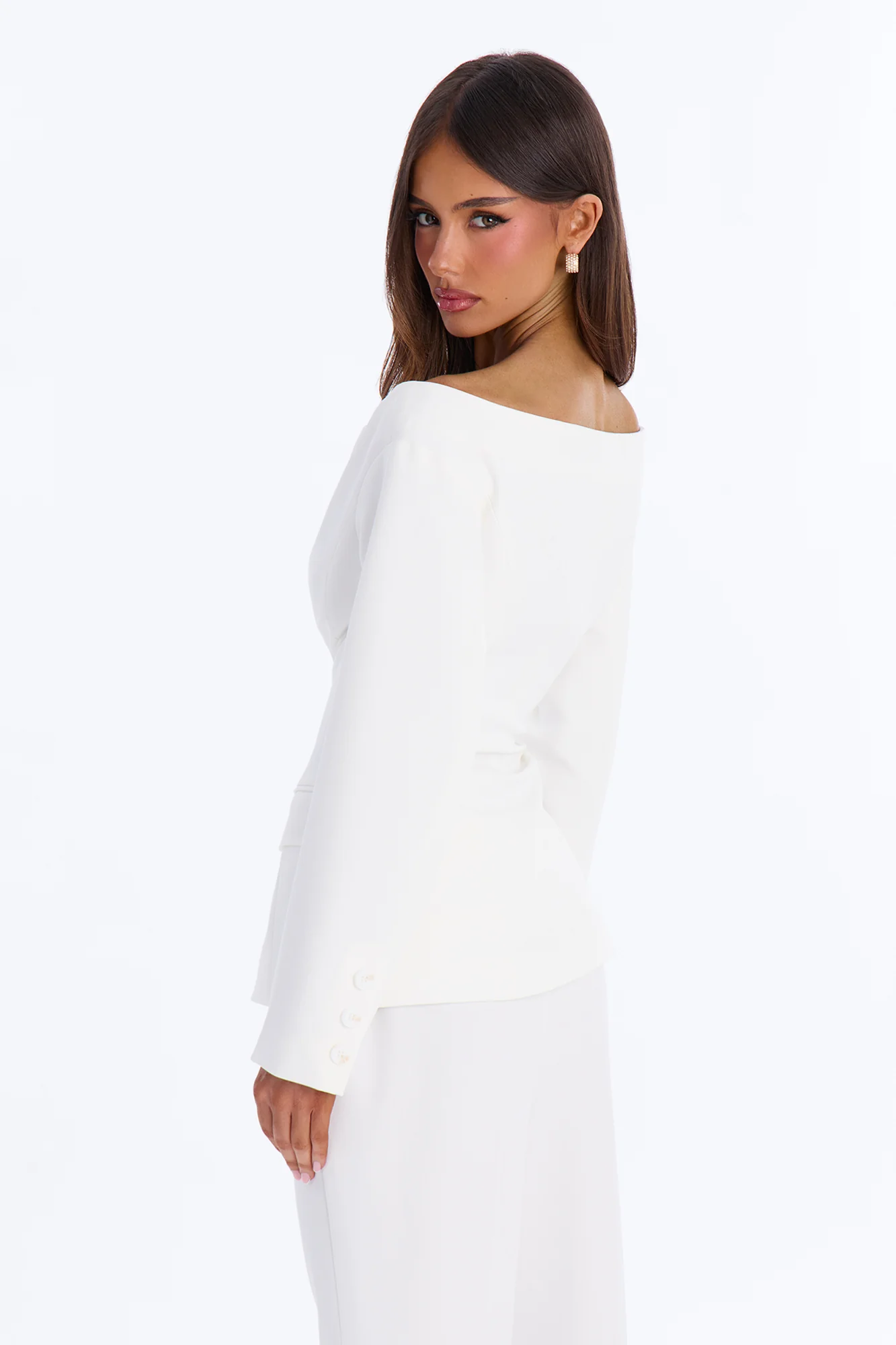Dreamy Days Off the Shoulder Blazer - White - Image 4