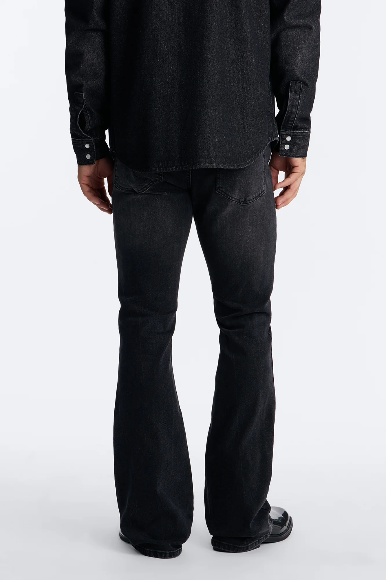 Dreamy Stacked Skinny Flare Jeans - Black Wash - Image 4