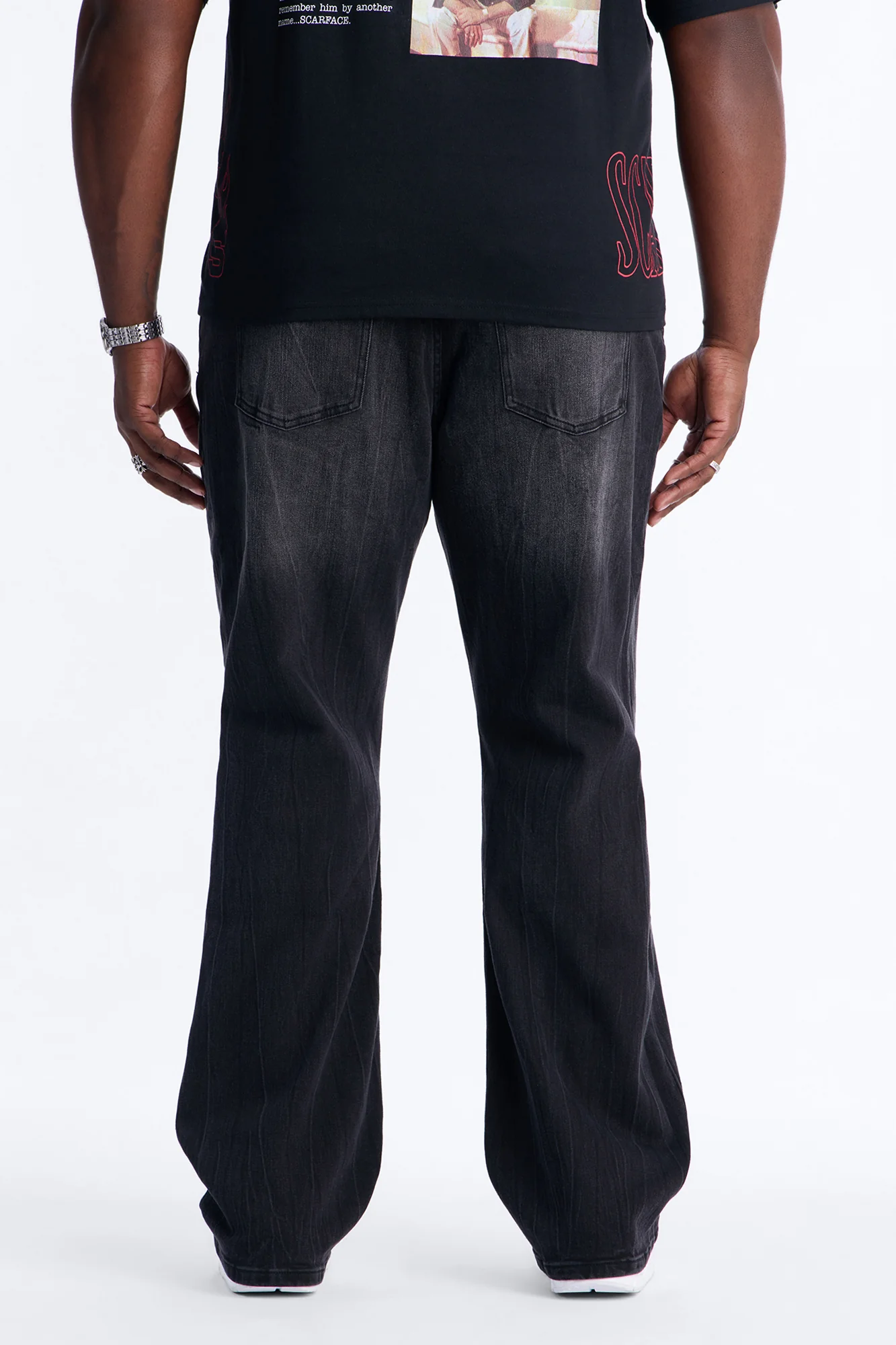 Dreamy Stacked Slim Flare Jeans - Black Wash - Image 8