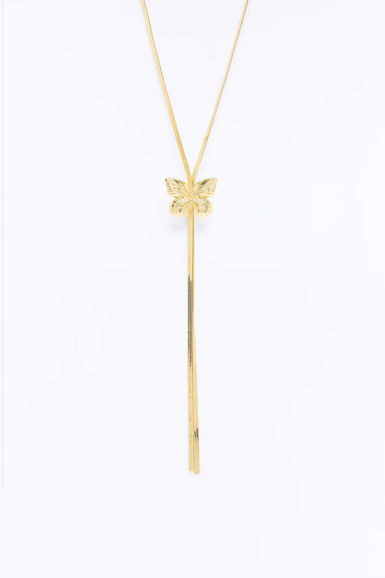 Drifting Butterfly Lariat Necklace - Gold - Image 3