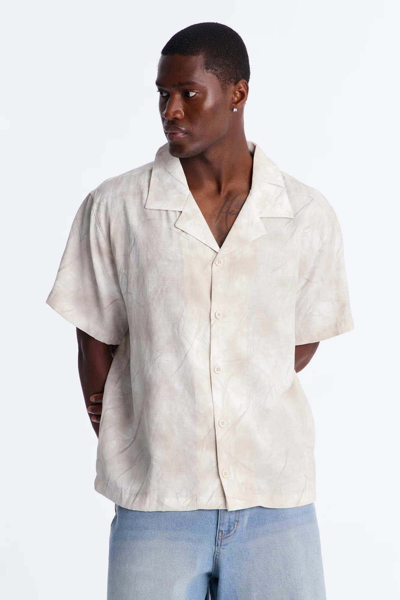 Dune Shadow Button Up Shirt - Beige