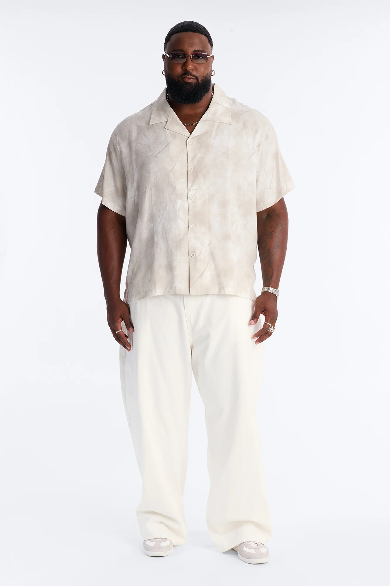 Dune Shadow Button Up Shirt - Beige - Image 6