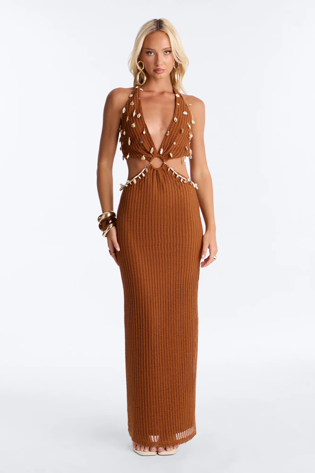 Dusk Till Dawn Crochet Maxi Dress - Rust