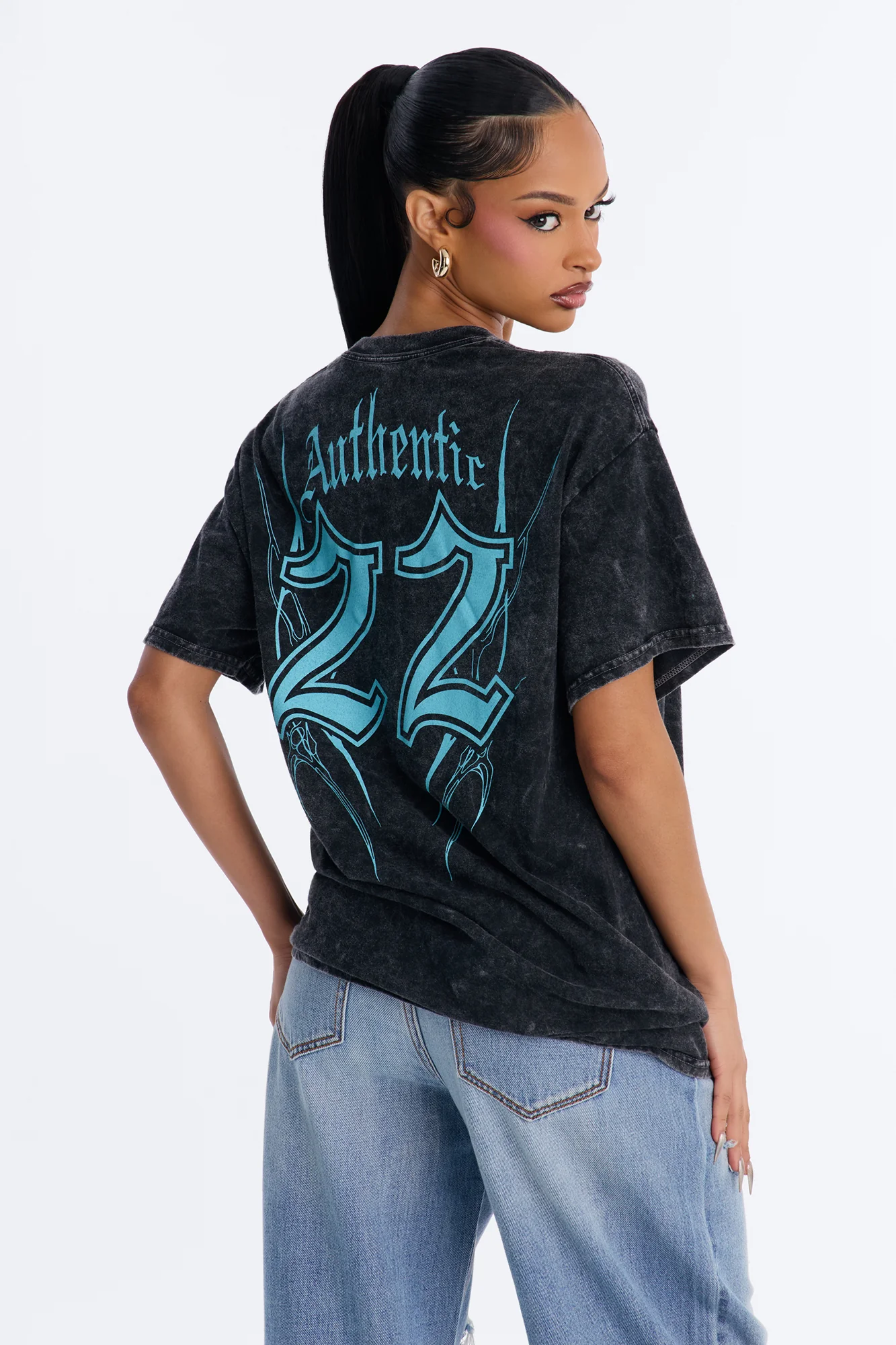 East Coast Authentic Washed Oversized Tee - Black - Image 2