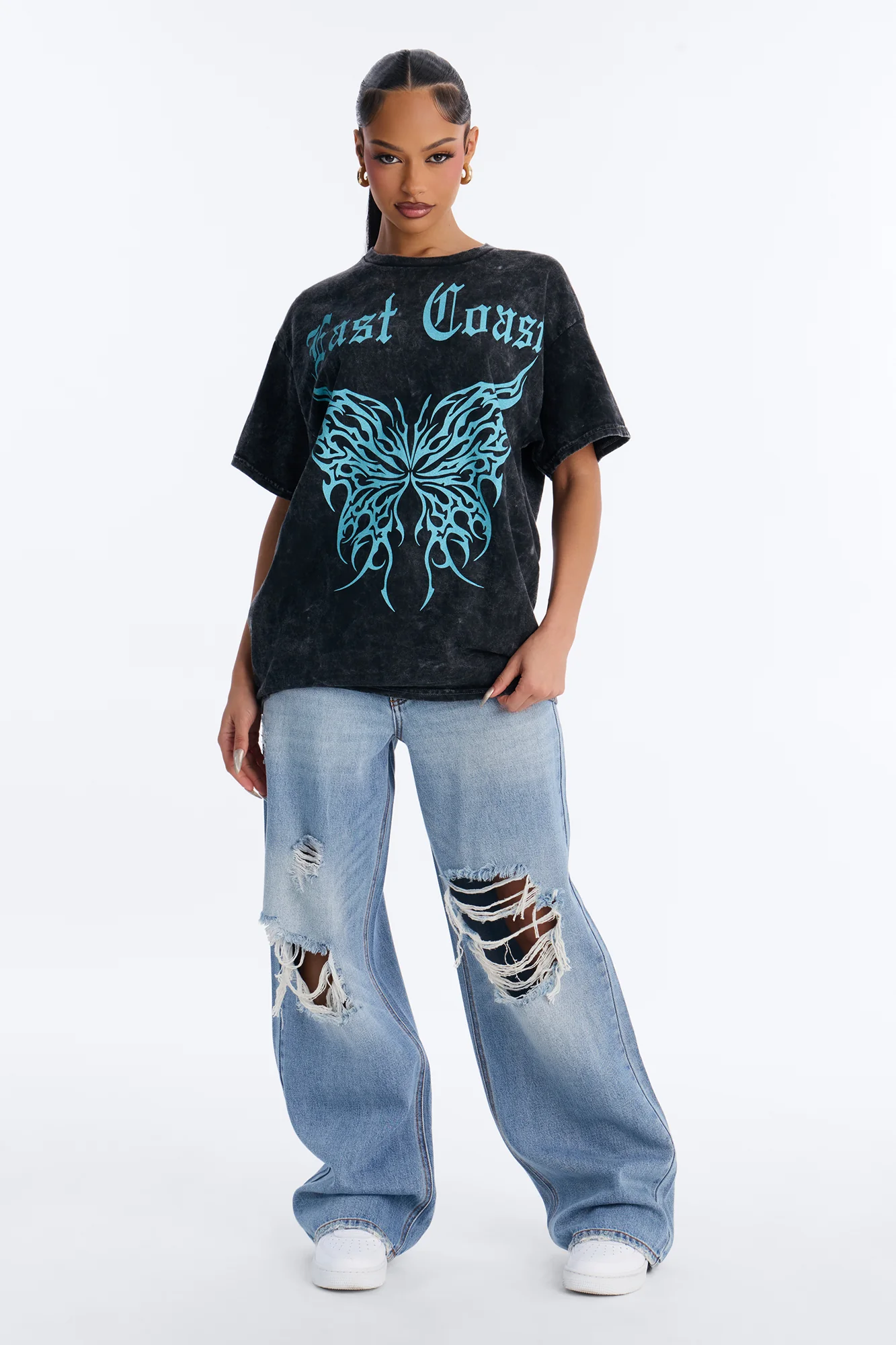East Coast Authentic Washed Oversized Tee - Black - Image 3
