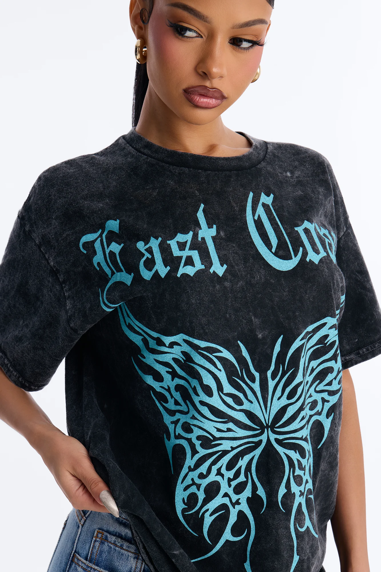 East Coast Authentic Washed Oversized Tee - Black - Image 4