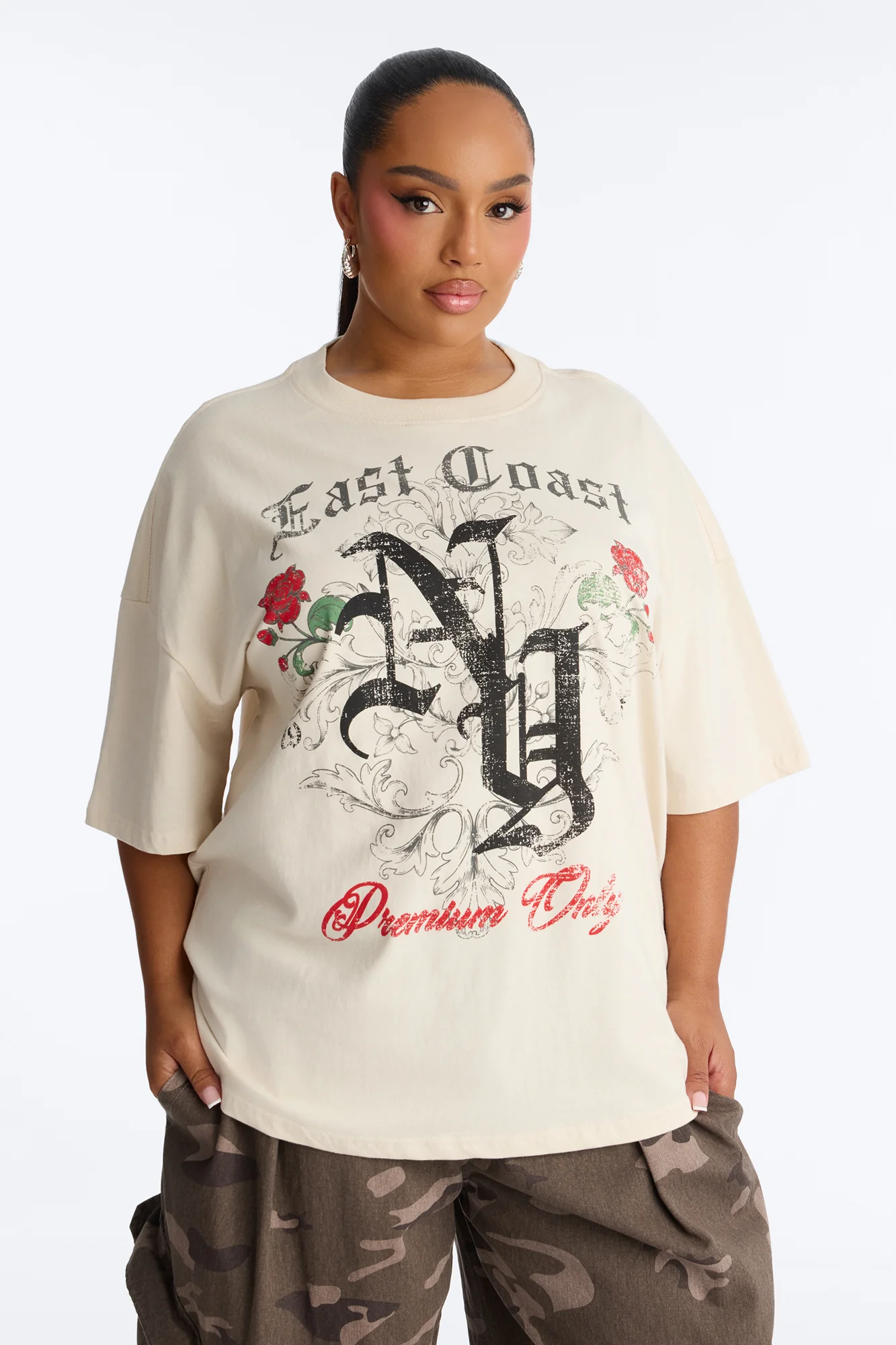 East Coast Roses Tee - Off White - Image 5