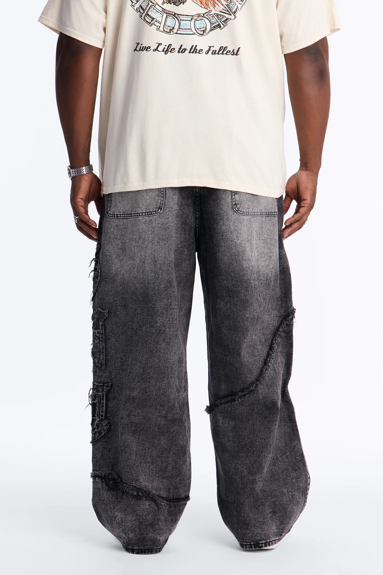 East End Frayed Baggy Jean - Dark Wash - Image 12