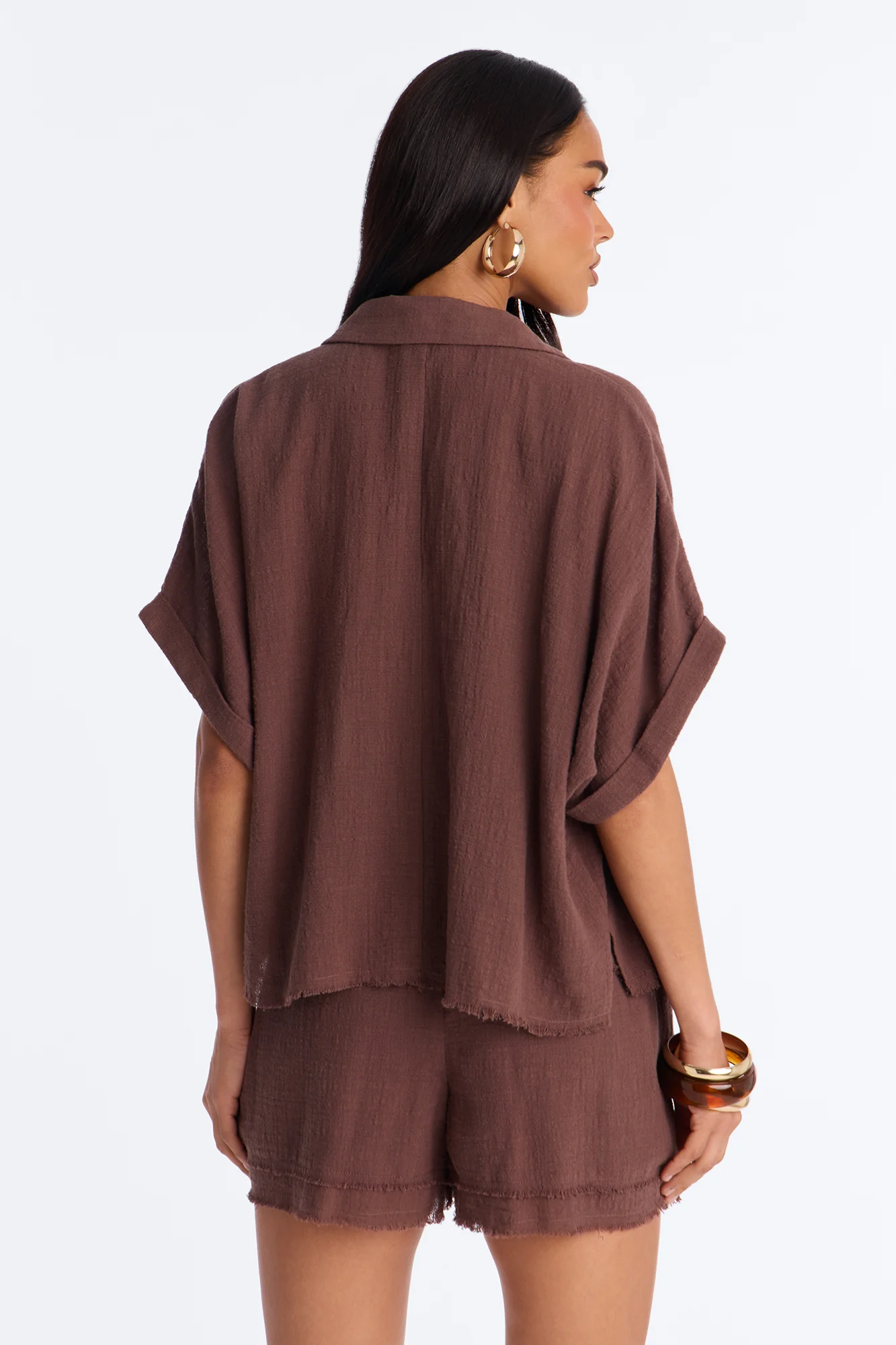 Easy Breezy Linen Short Set - Brown - Image 4
