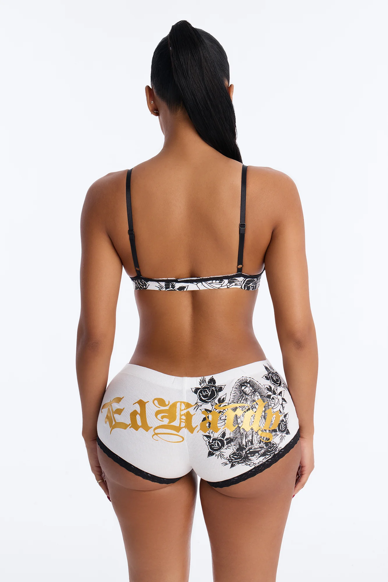 Ed Hardy Forever Faithful Bralette And Short Set - White - Image 3