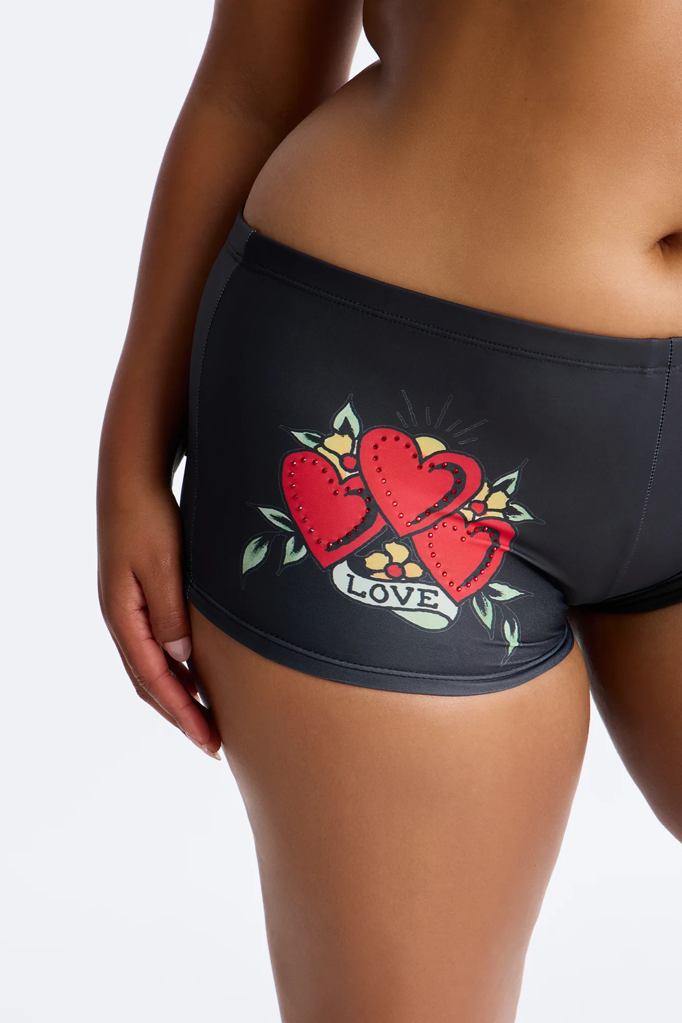 Ed Hardy Hearts Rhinestones Boyshort 2 Piece Bikini - Black/combo - Image 6