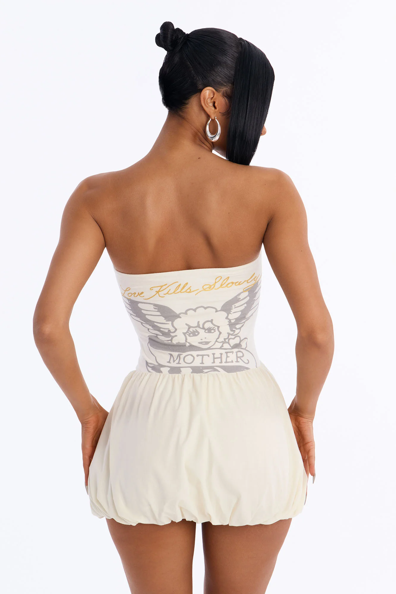 Ed Hardy Mother Mary Bubble Mini Dress - Ivory - Image 3