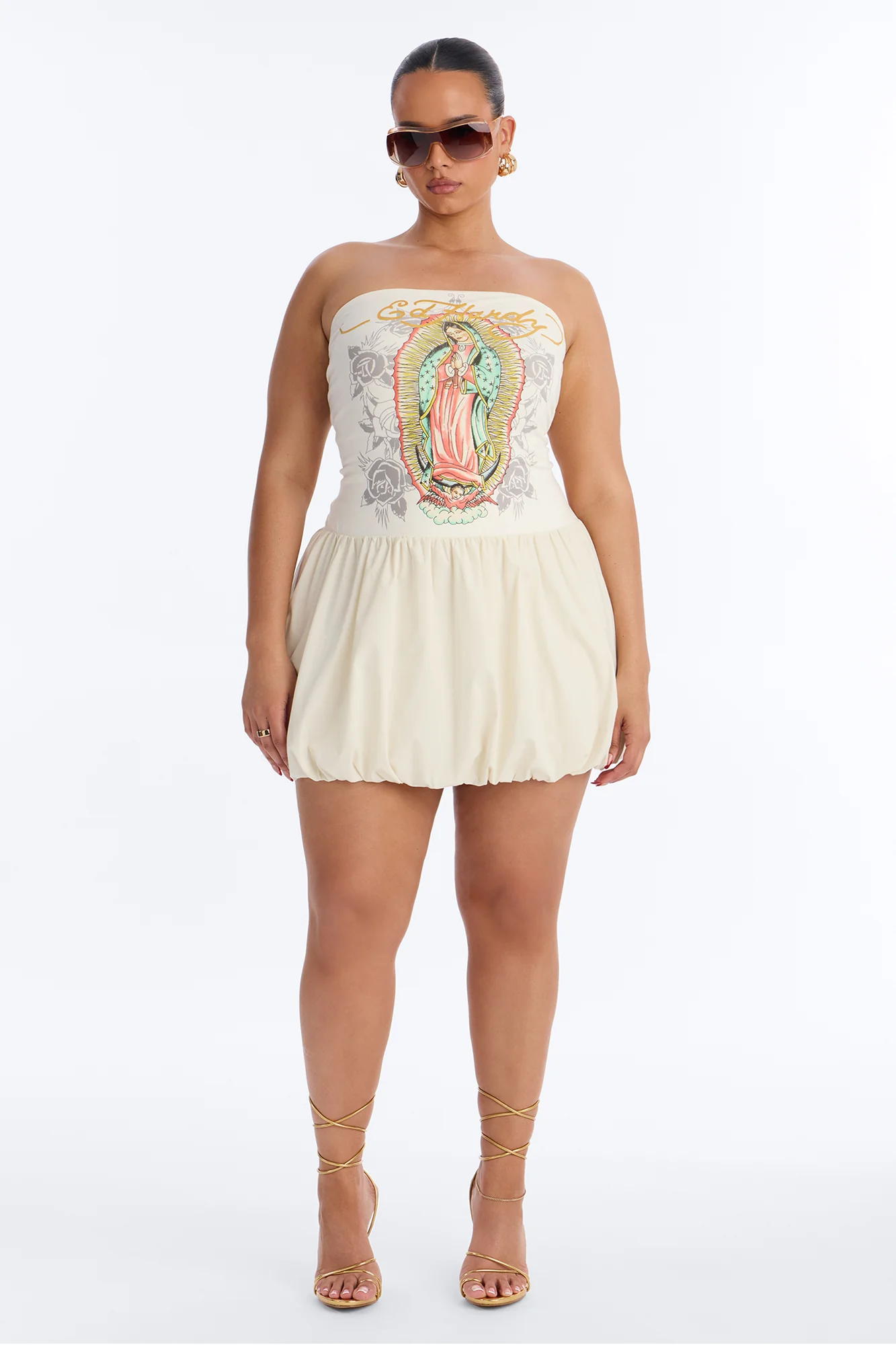 Ed Hardy Mother Mary Bubble Mini Dress - Ivory - Image 5