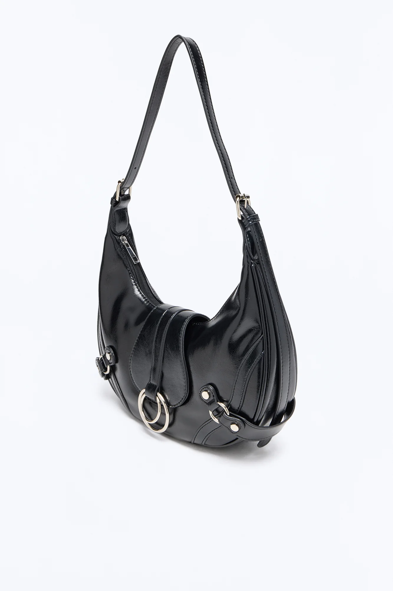 Edge Off Faux Leather Shoulder Handbag - Black - Image 4