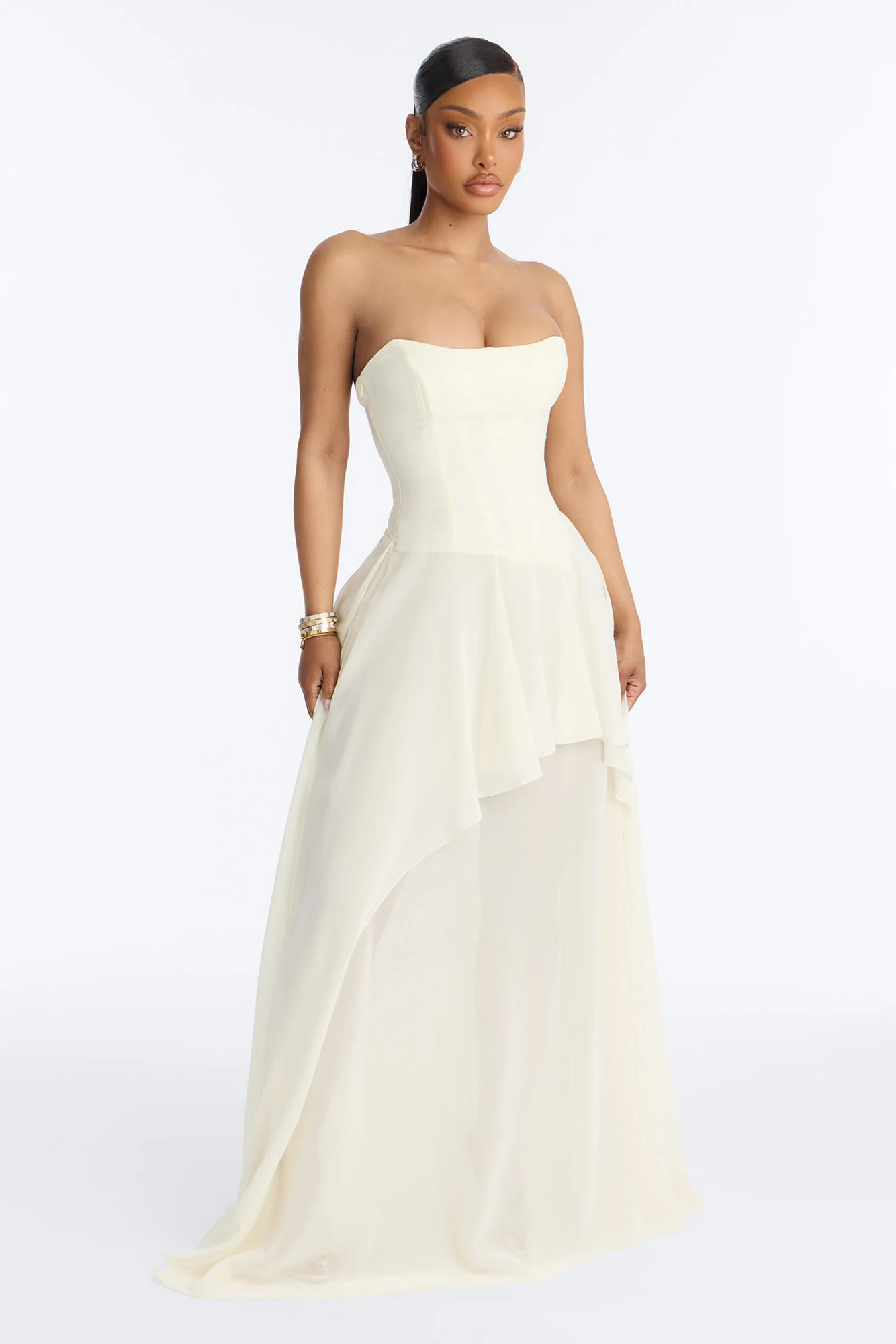 Effortless Charm Chiffon Gown - Ivory - Image 2