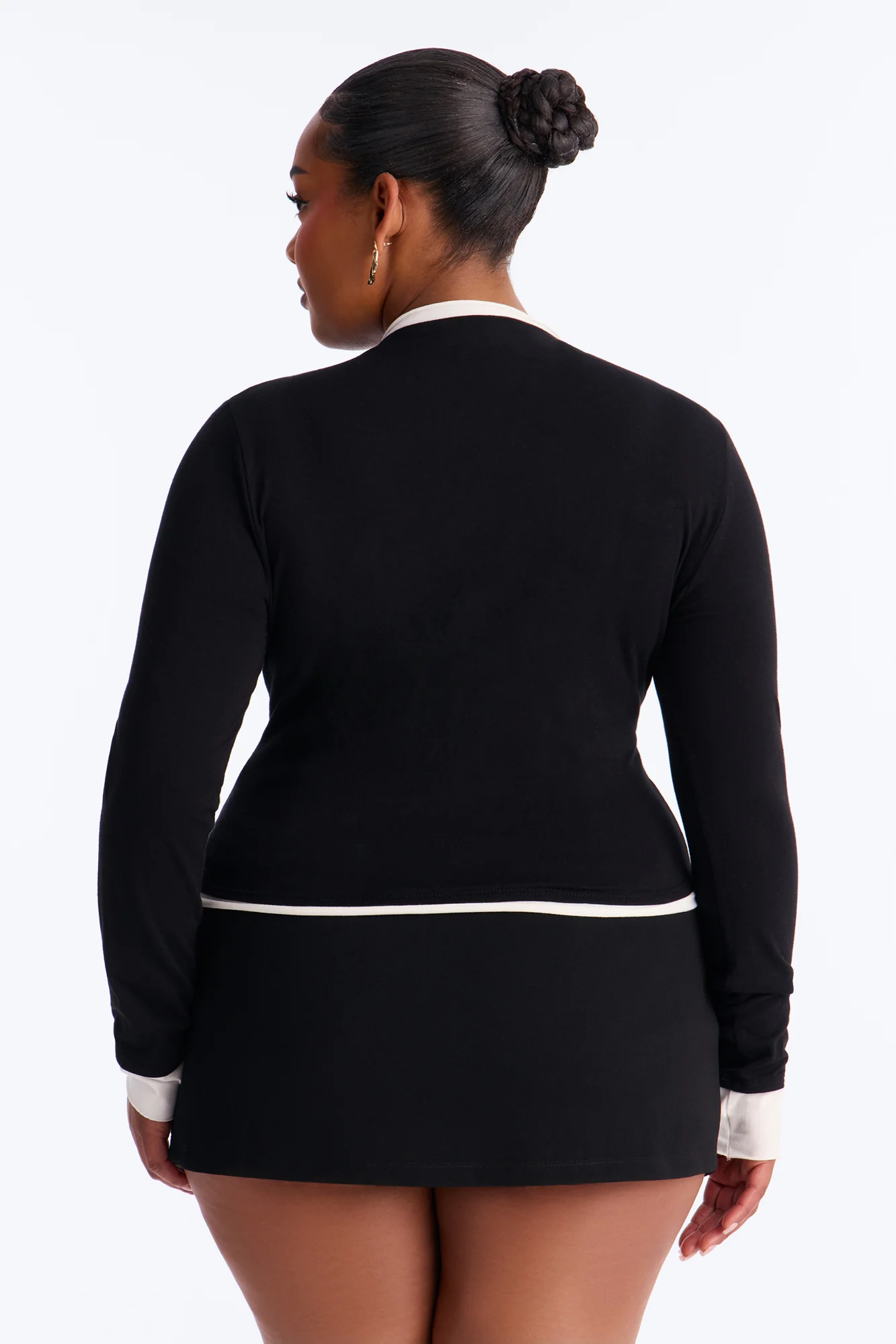 Effortless Edge Contrast Long Sleeve Top - Black/combo - Image 7