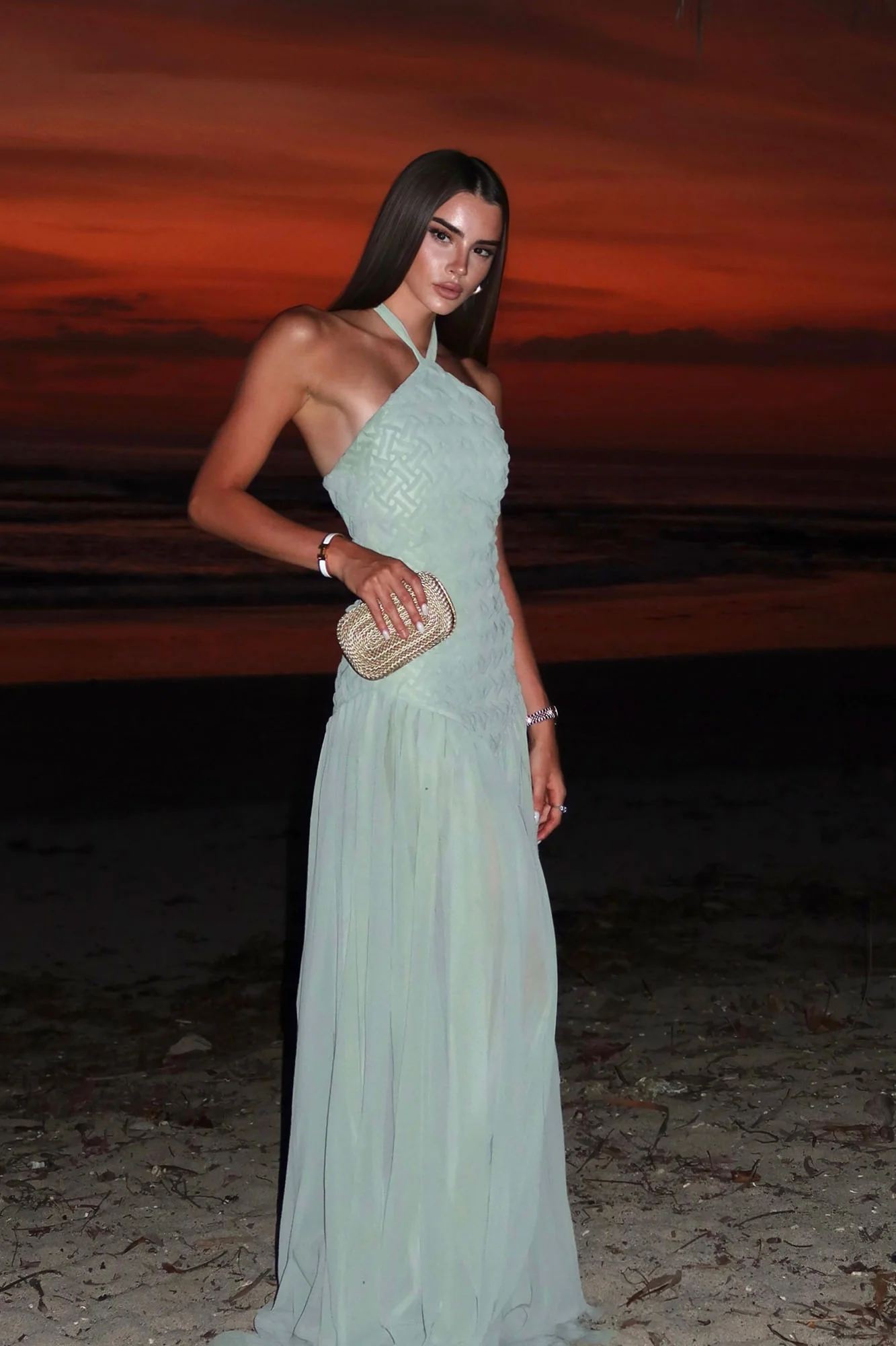 Effortlessly Her Woven Chiffon Maxi Dress - Sage - Image 5