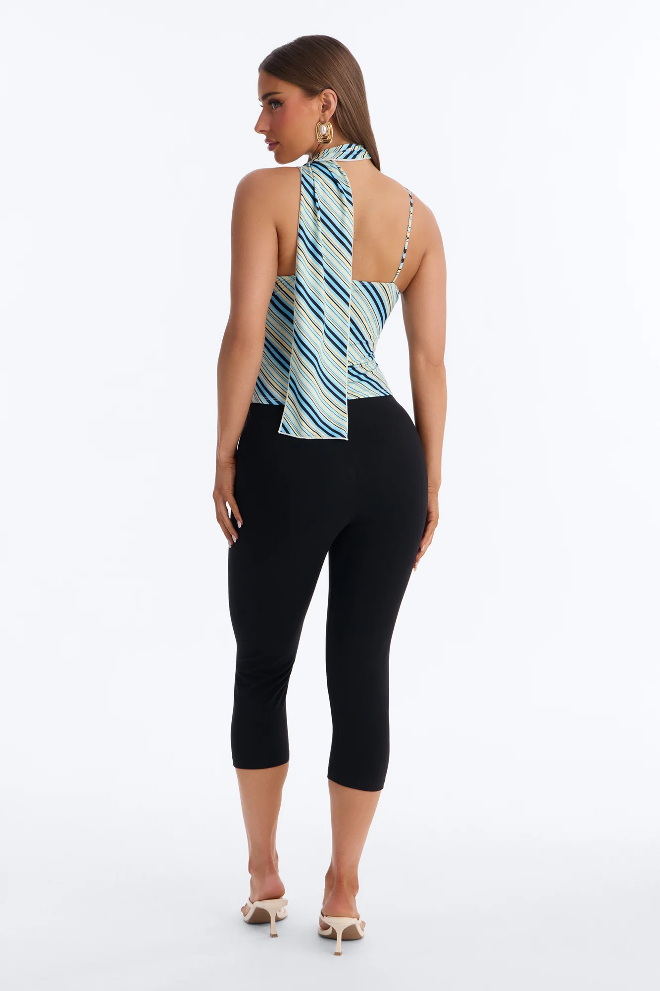 Elaina Striped V-Neck 2 Piece Top - Blue/combo - Image 4