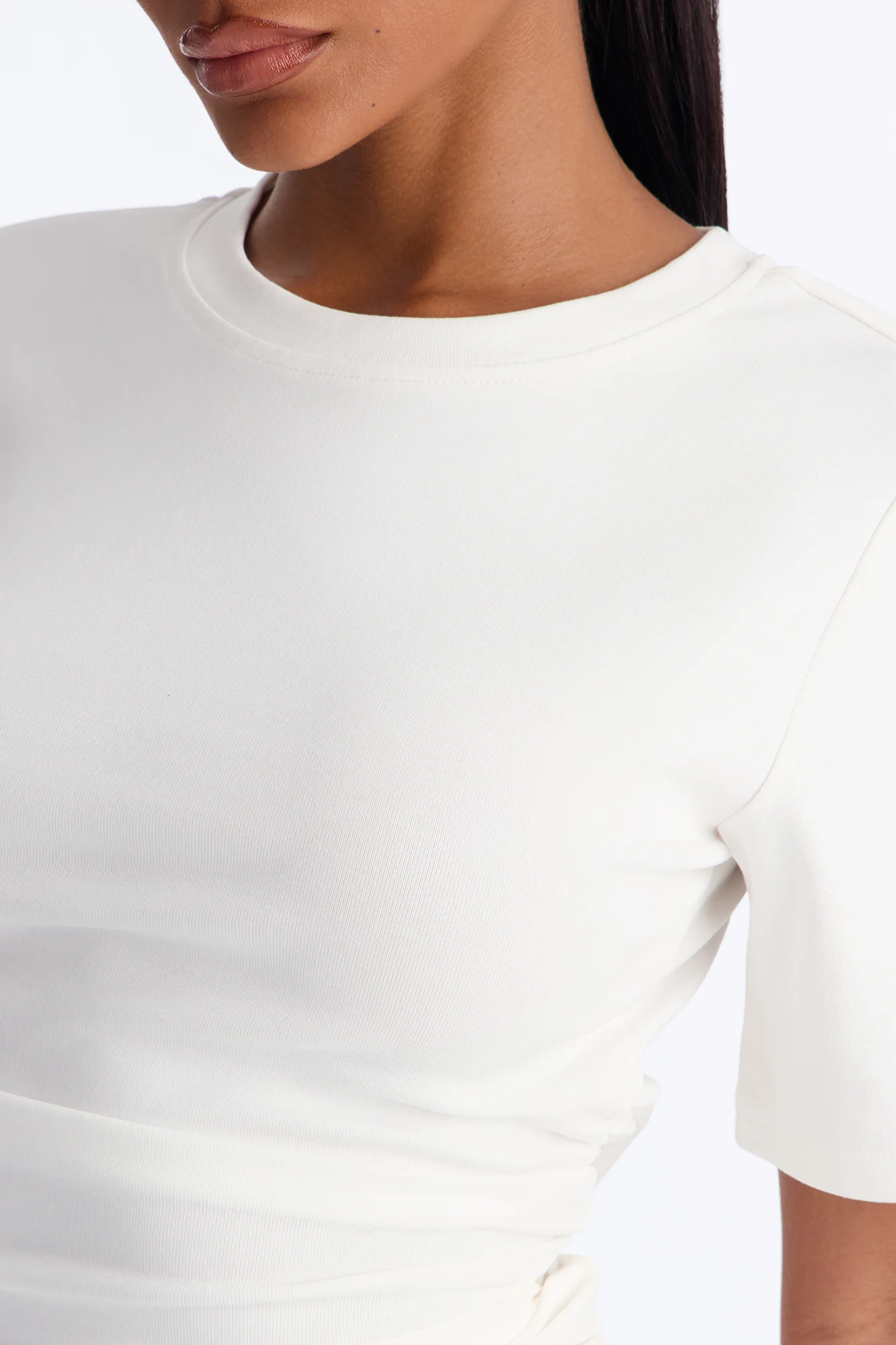 Elaine Ruched Short Sleeve Mini Dress - White - Image 3