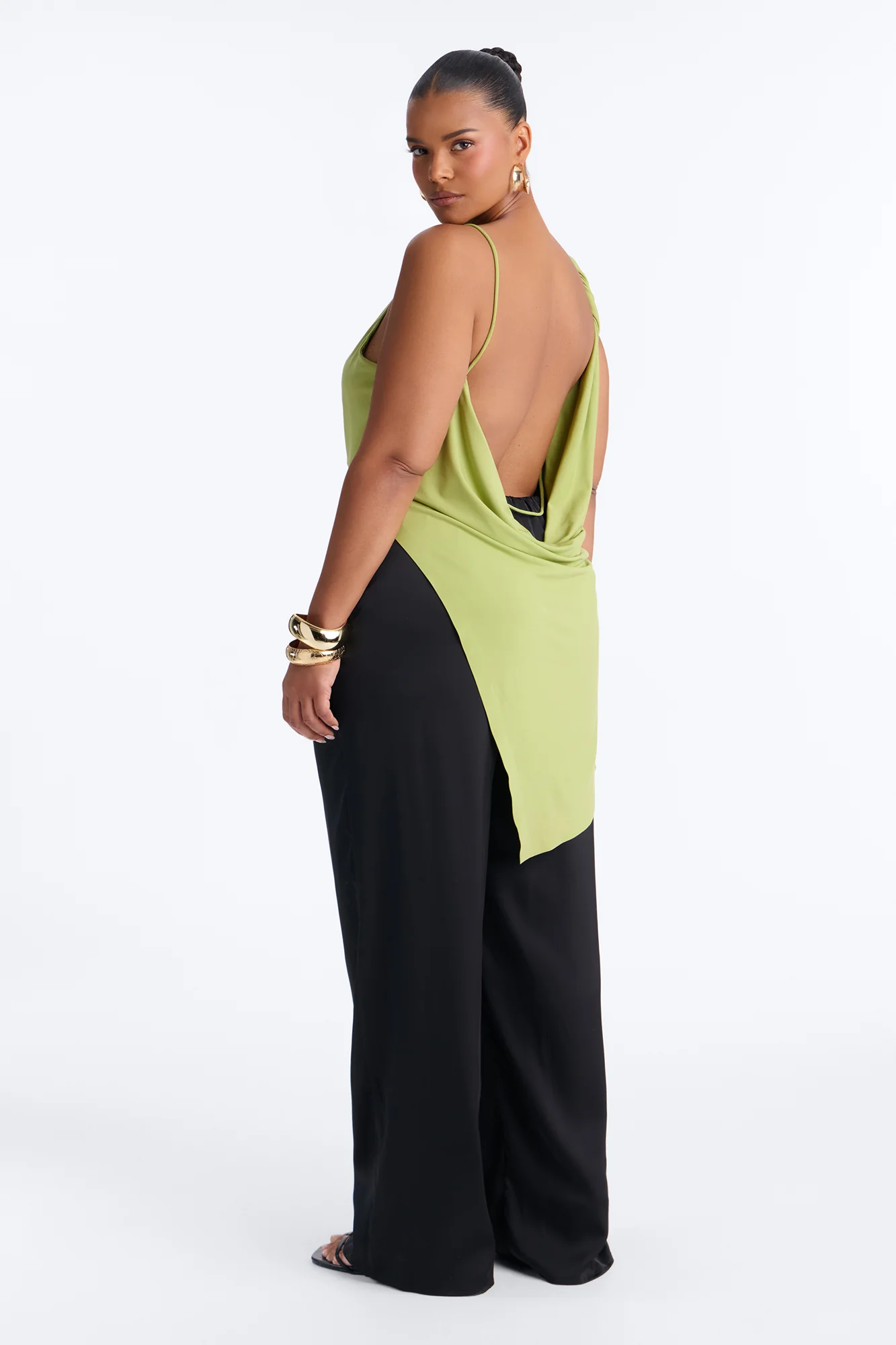 Elara Asymmetrical Twist Sleeveless Long Top - Chartreuse - Image 5