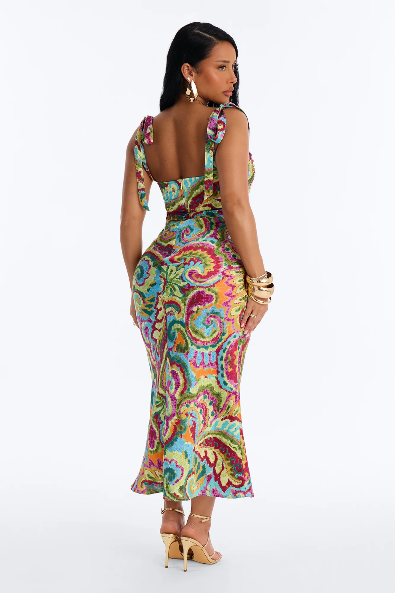 Electric Feel Satin Maxi Dress - Multi Color - Image 4