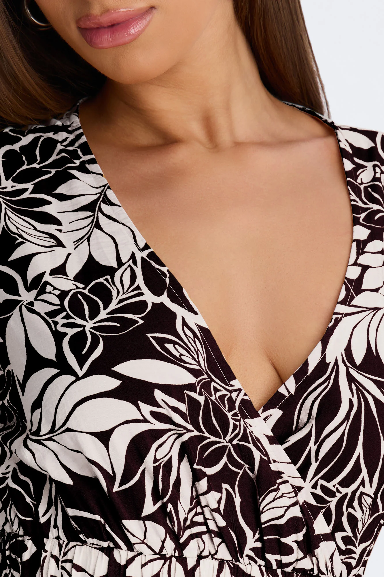 Elena Printed Midi Dress - Black/White - Image 3