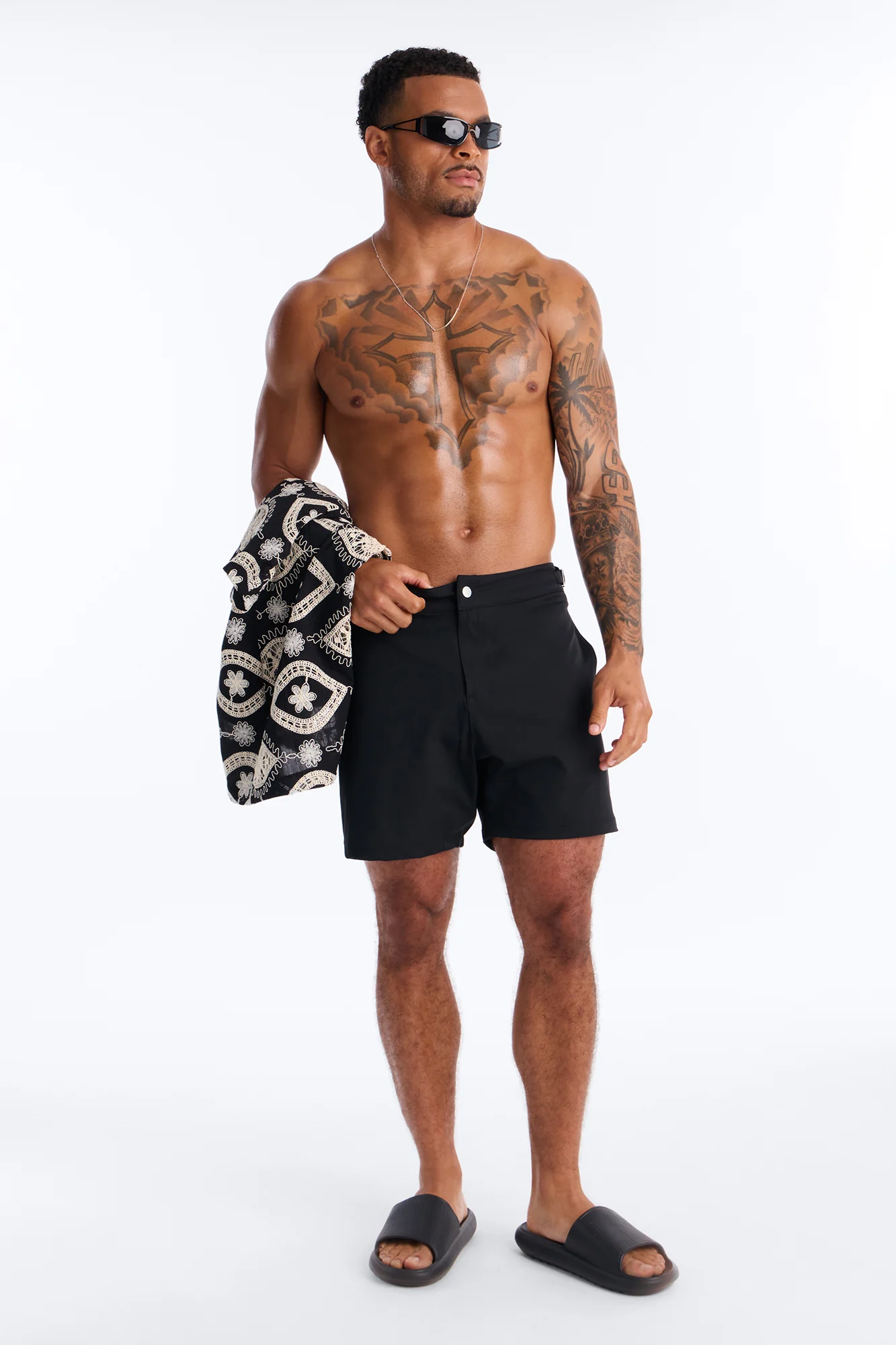 Elevated Stretch Trouser Swim Trunk 6″ - Black - Image 2
