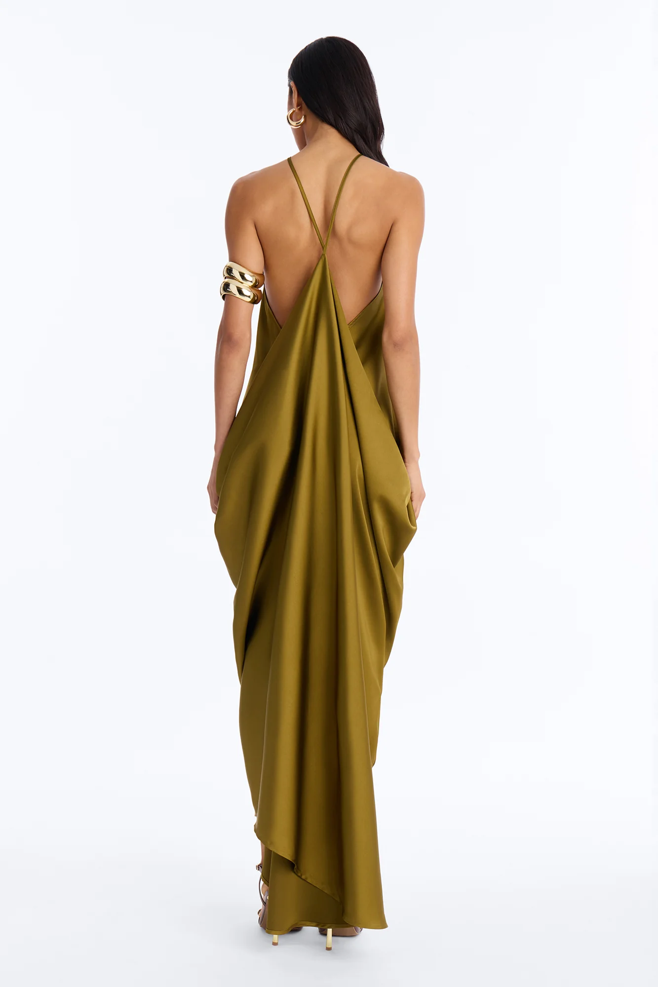 Elisa Draped Maxi Dress - Olive - Image 4
