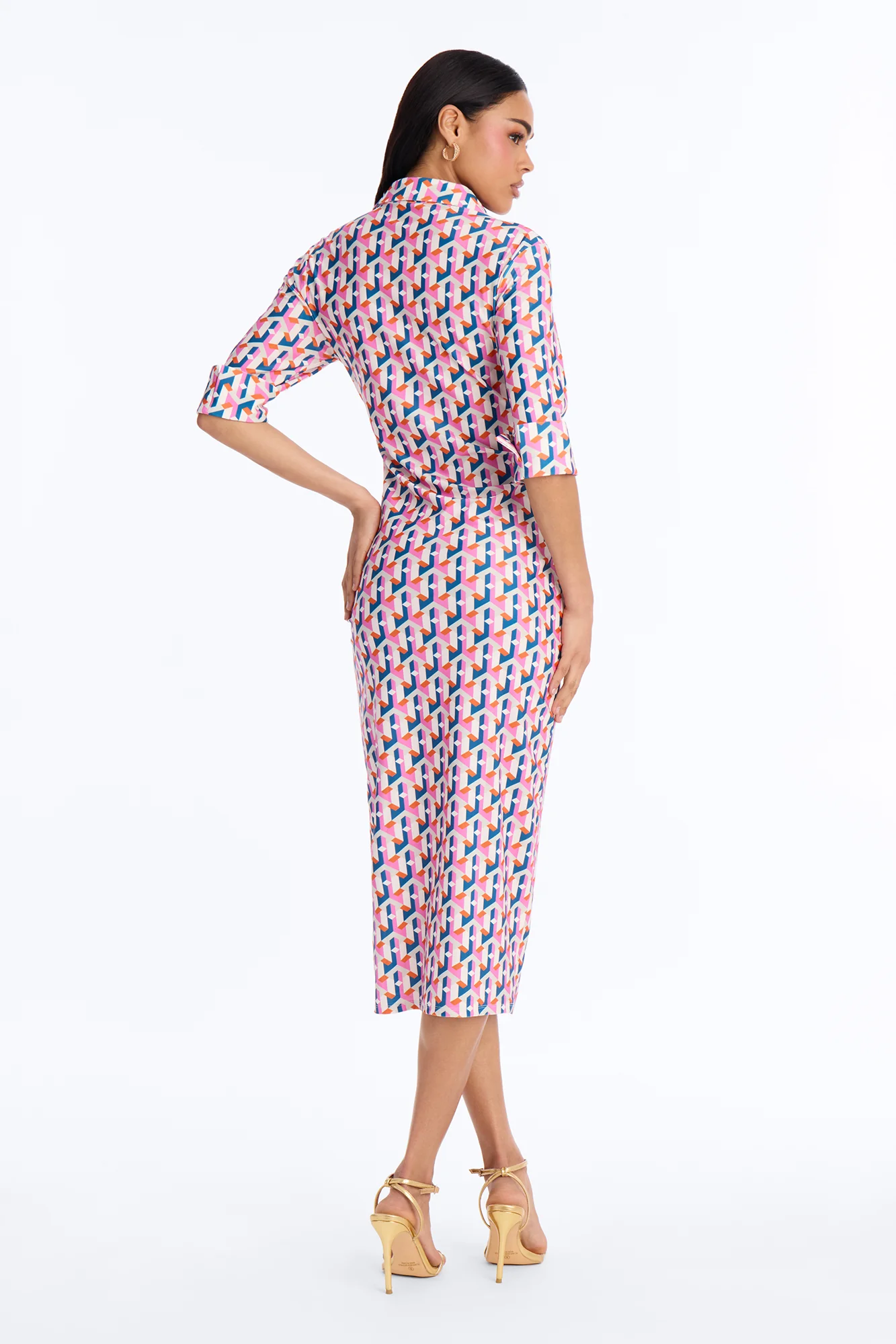 Elise Printed Midi Dress - Pink/combo - Image 4