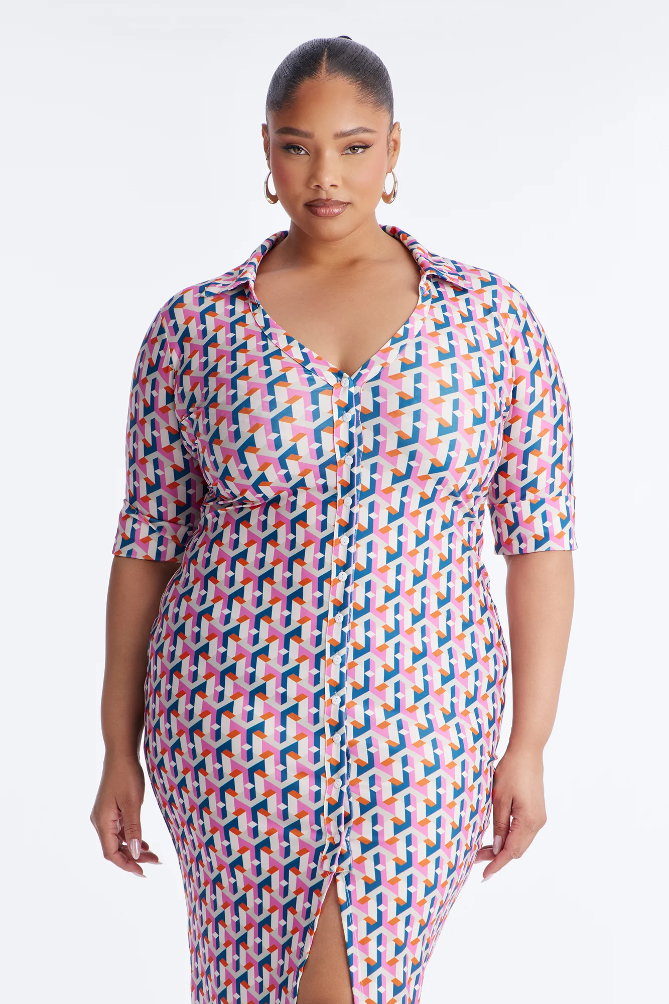 Elise Printed Midi Dress - Pink/combo - Image 6