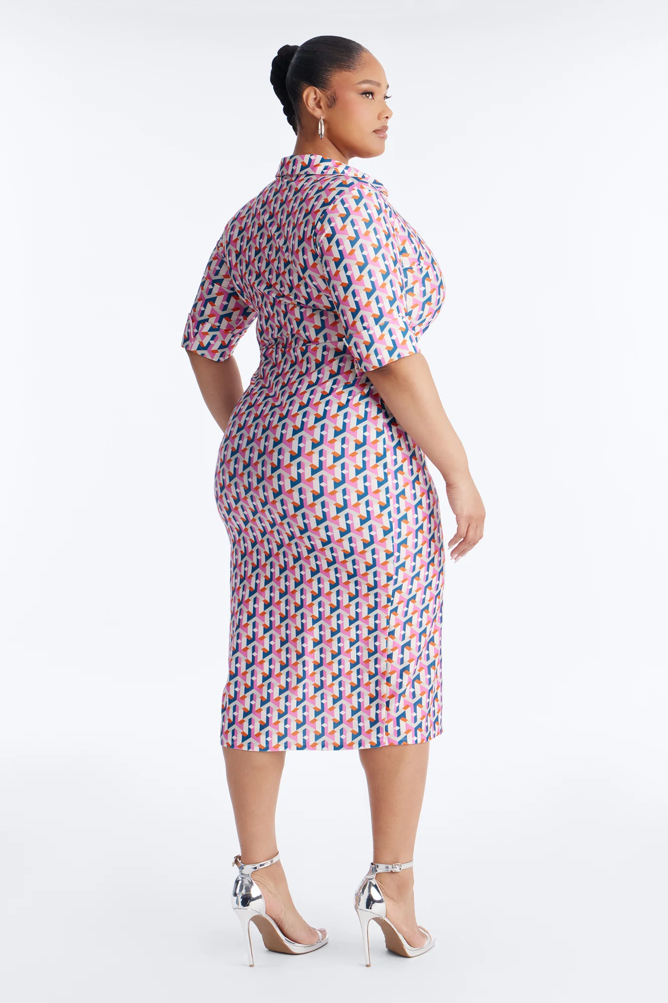 Elise Printed Midi Dress - Pink/combo - Image 7