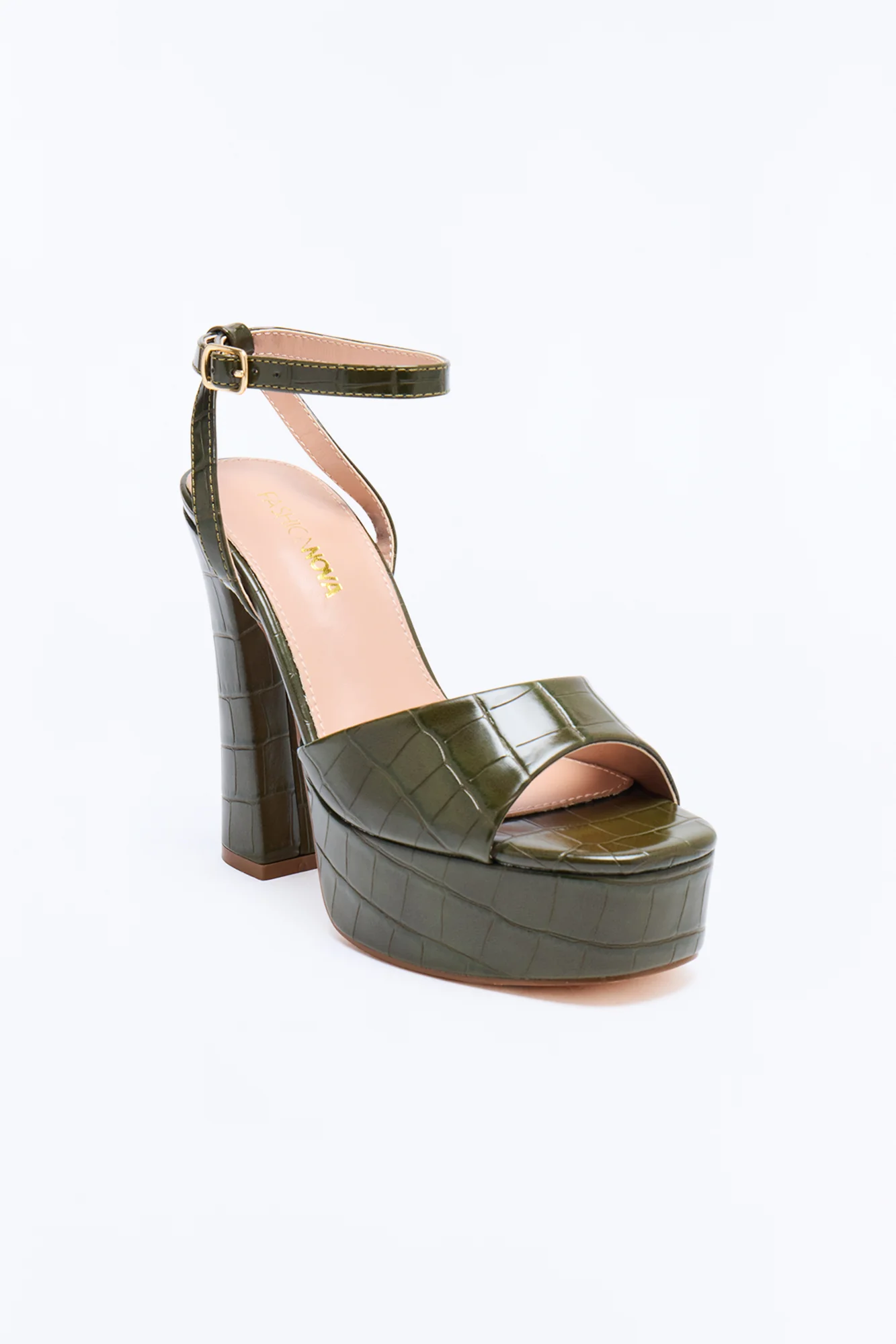 Eliza Croc Platform Heels - Olive - Image 4