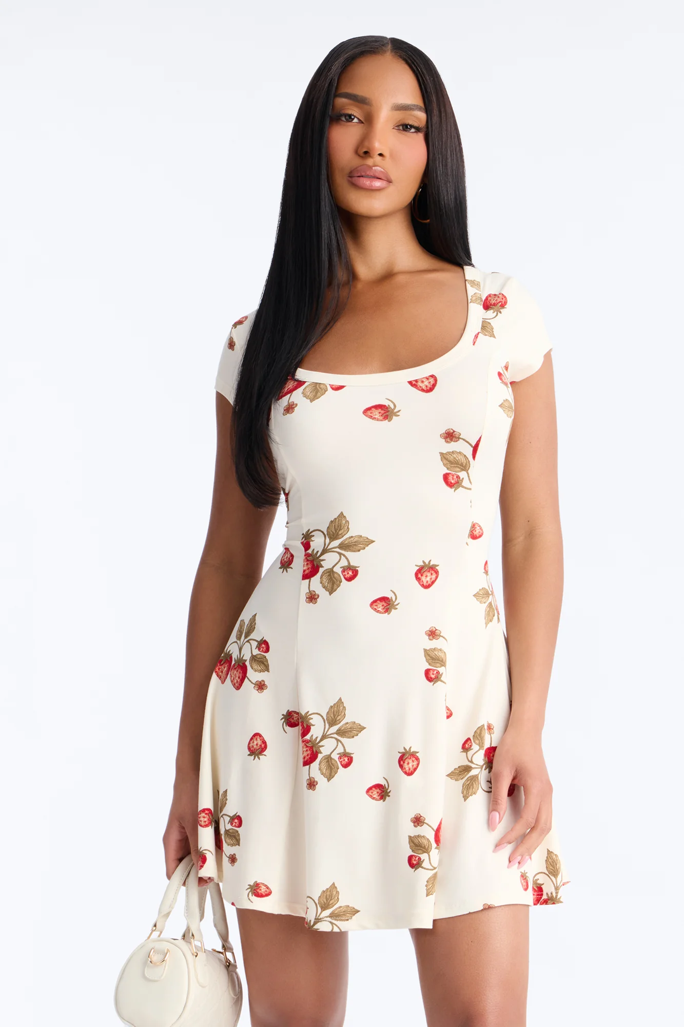Elliana Short Sleeve Mini Dress - Cream/combo