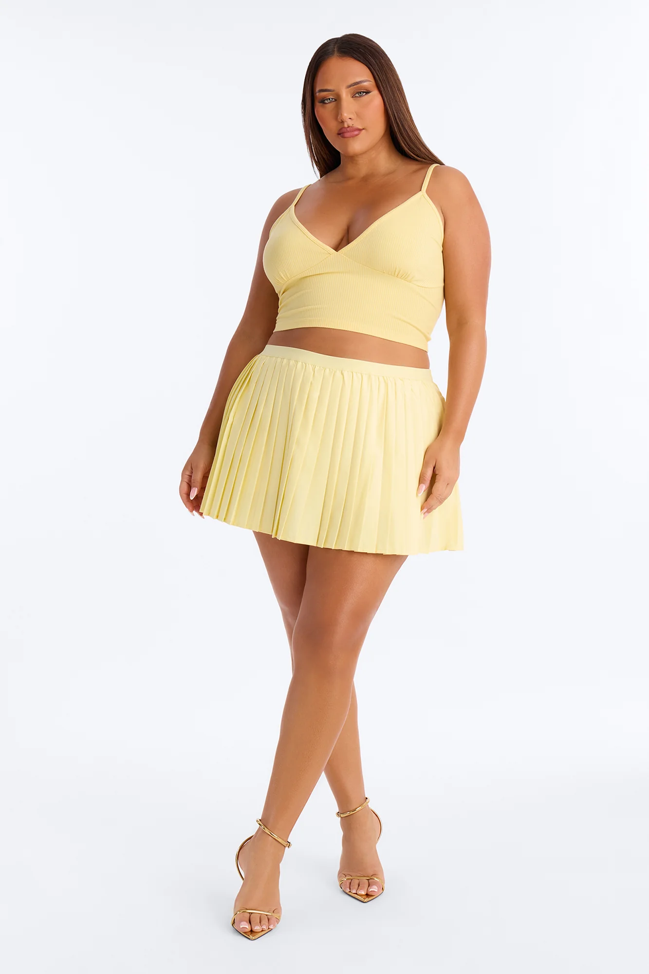 Ellie V Neck Cami Top - Butter Yellow - Image 6