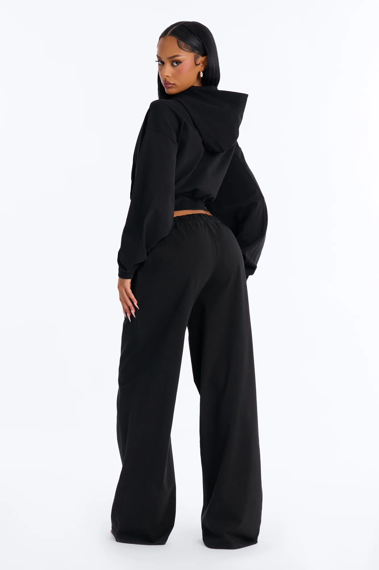 Ellie Wide Leg Pull On Pant - Black - Image 3