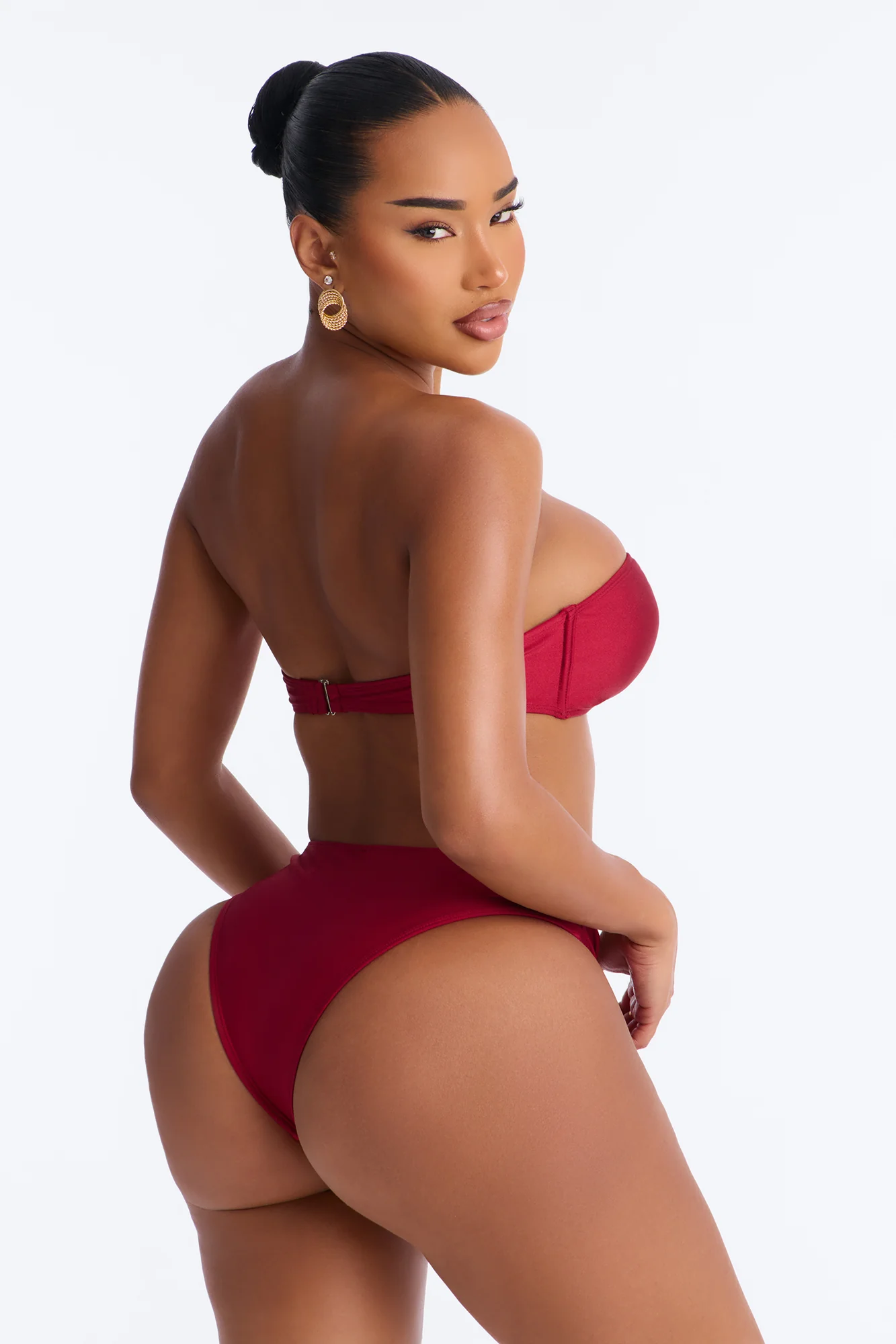 Eloise 2 Piece Strapless Bandeau Bikini Set - Burgundy - Image 3