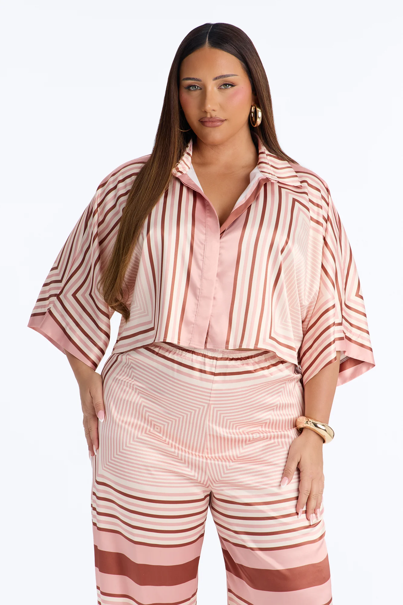 Elora Satin Pant Set - Pink/combo - Image 6