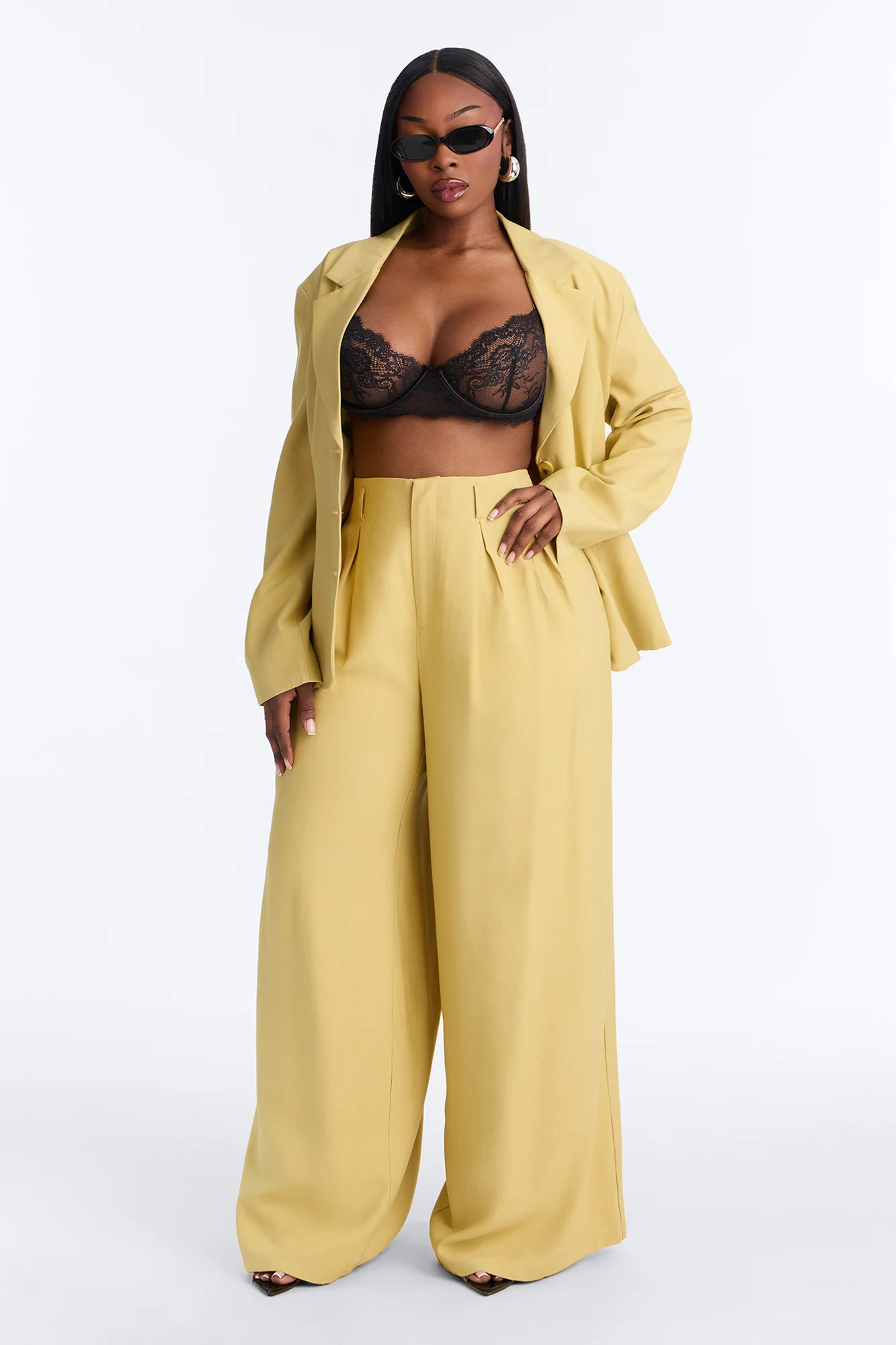 Elyse Linen High Rise Pleated Trousers - Honey - Image 6