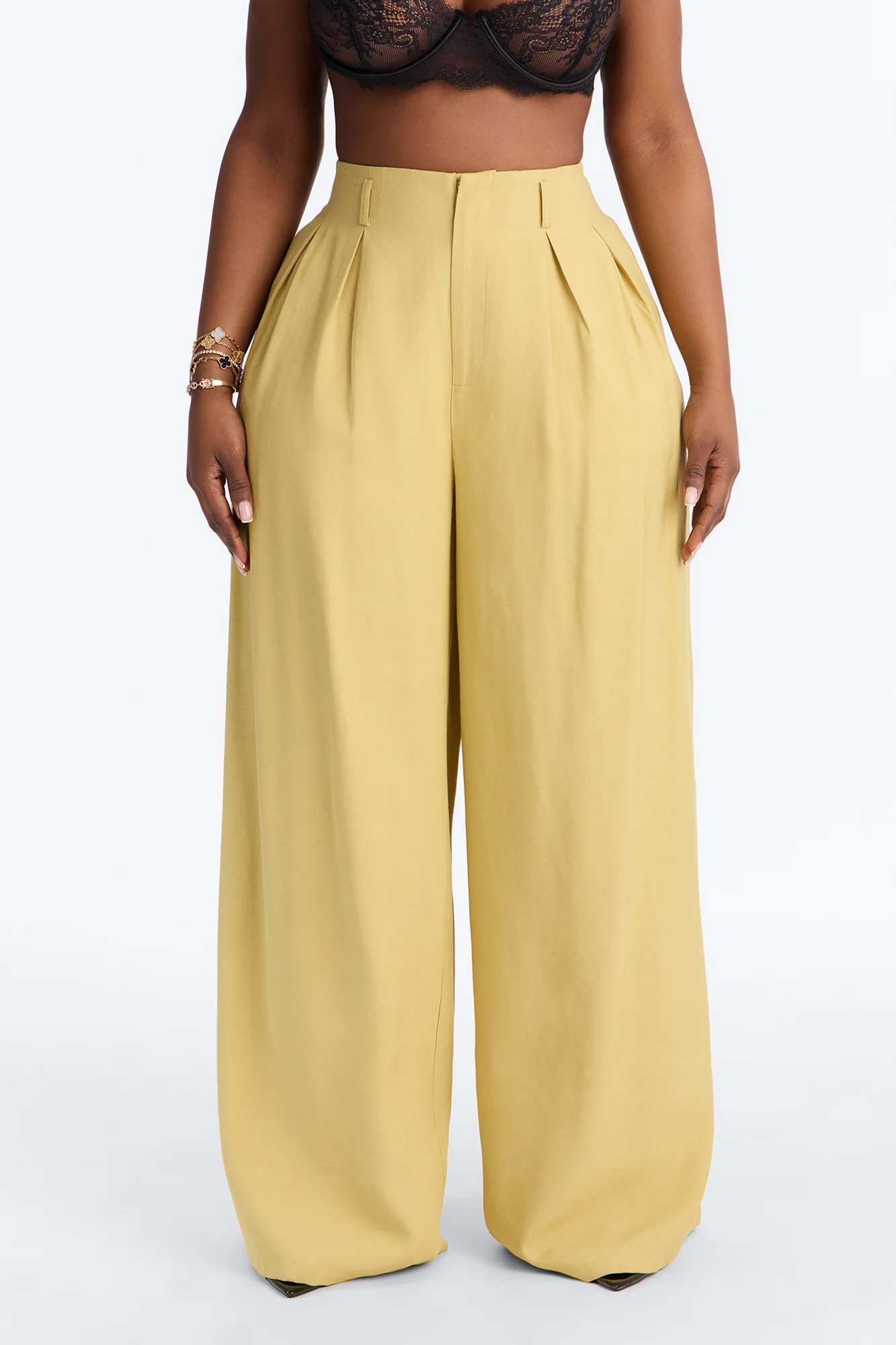 Elyse Linen High Rise Pleated Trousers - Honey - Image 7