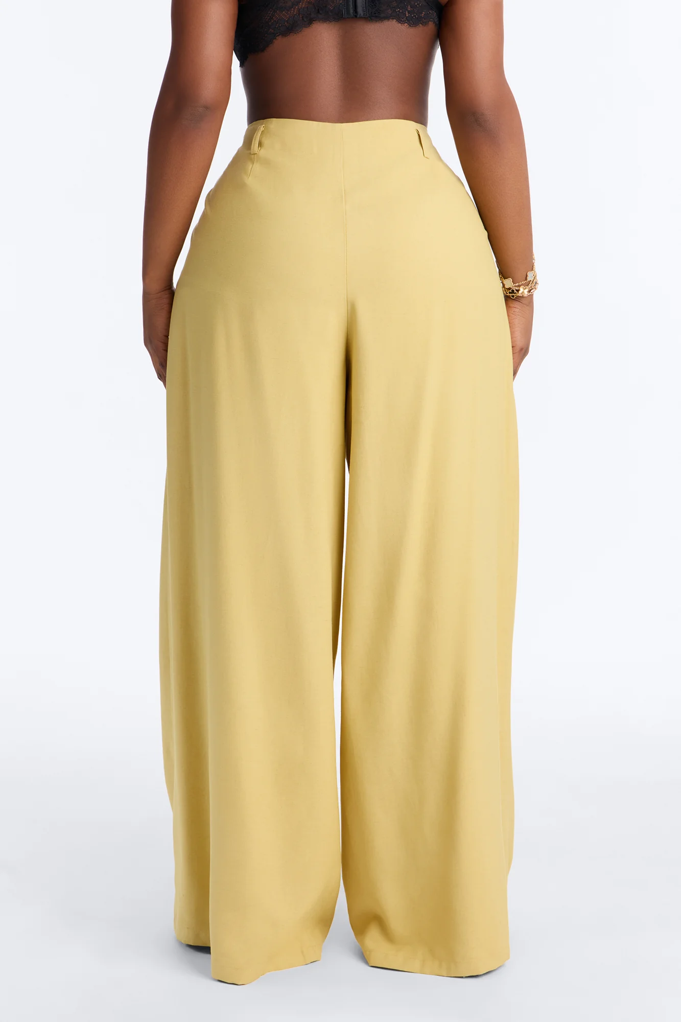 Elyse Linen High Rise Pleated Trousers - Honey - Image 9